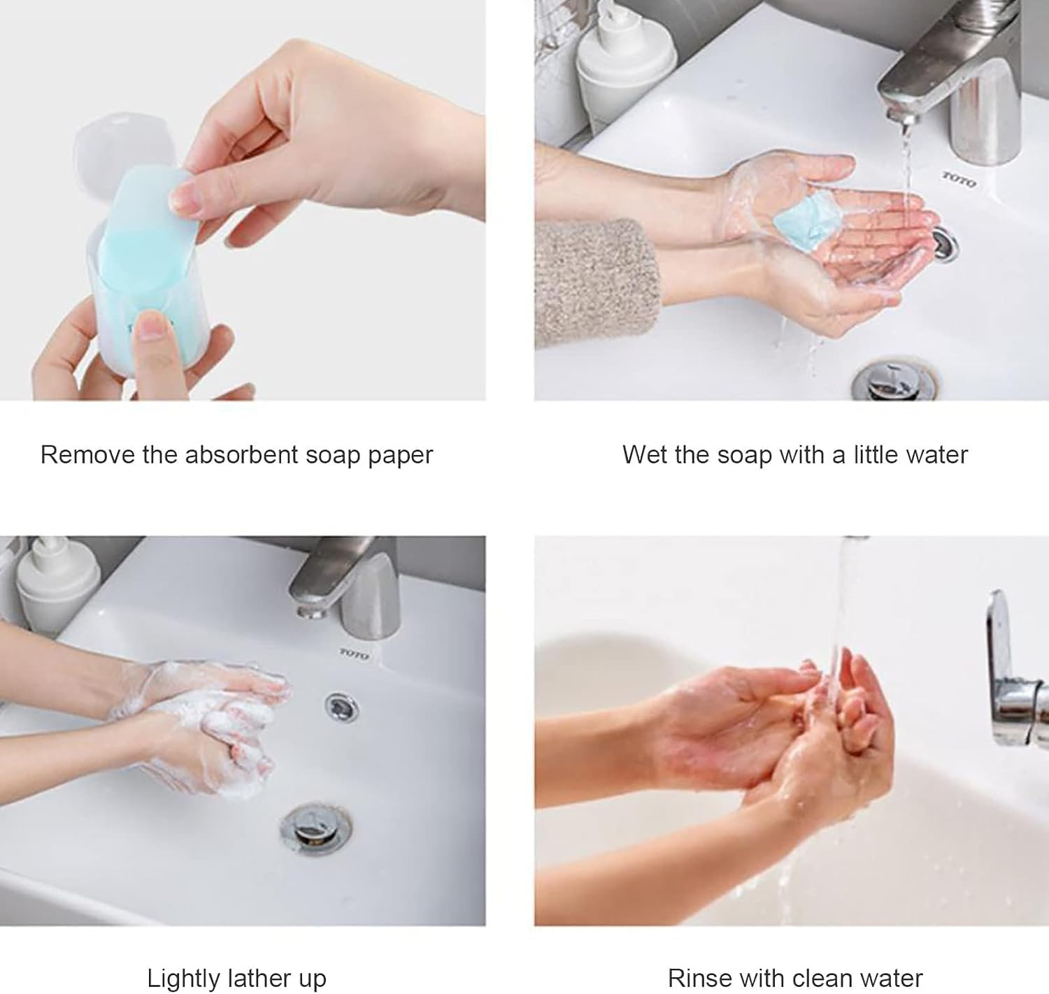 6 Box Blue Portable Soap Sheets, Mini Portable Travel Soap Paper Sheets Disposable Water Soluble Hand Washing Bath Scented Paper Soap Camping Soap and Shampoo for Outdoor, Camping Hiking image number 4