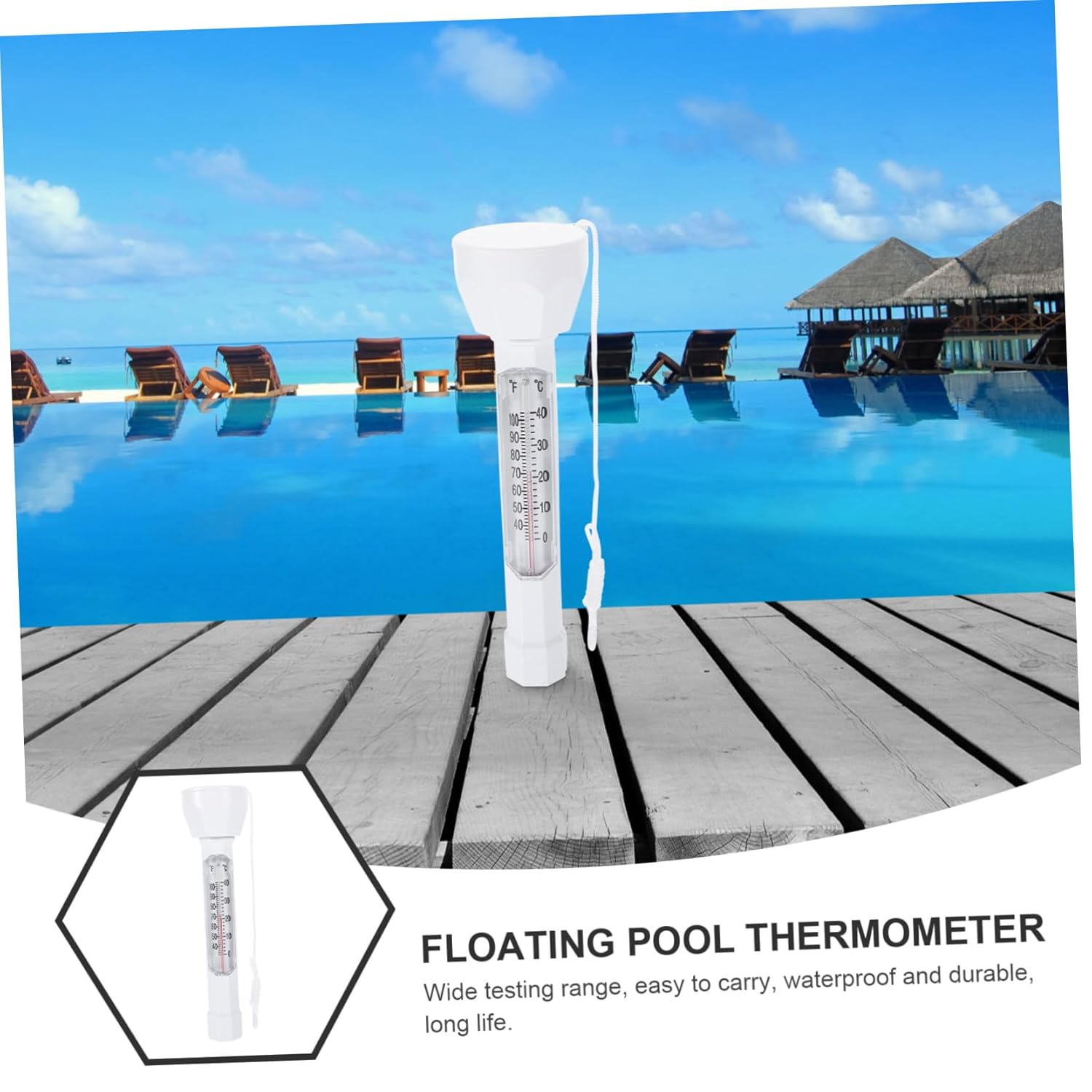 BESPORTBLE Floating Pool Thermometer Dual Display Fahrenheit Celsius Lightweight Accurate Water Temperature Gauge for Swimming Pools Spas Ponds Bath Maintenance Tool image number 1