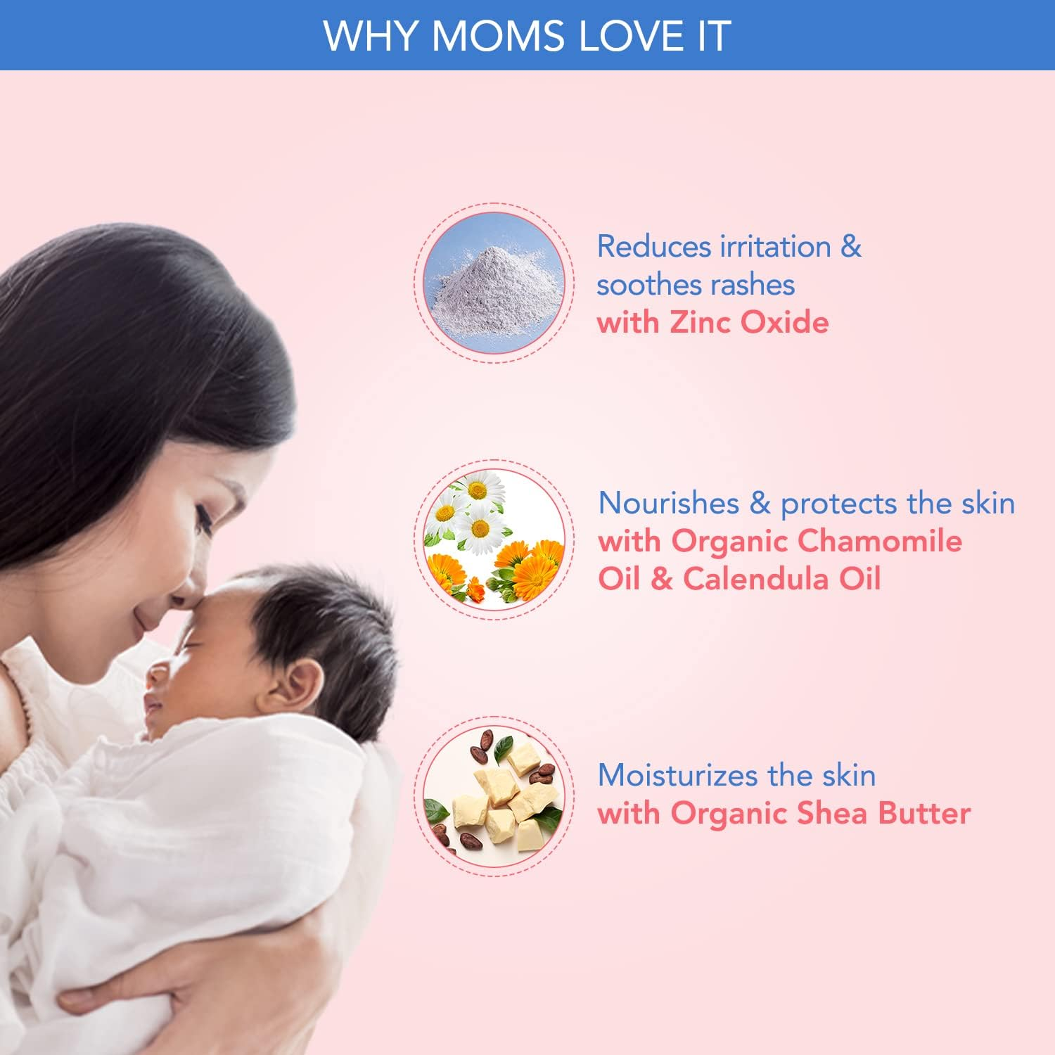 The Moms Co. Baby'S Diaper Rash Cream with Zinc Oxide, Chamomile and Jojoba Oils with Oat Protein (25 G) image number 3