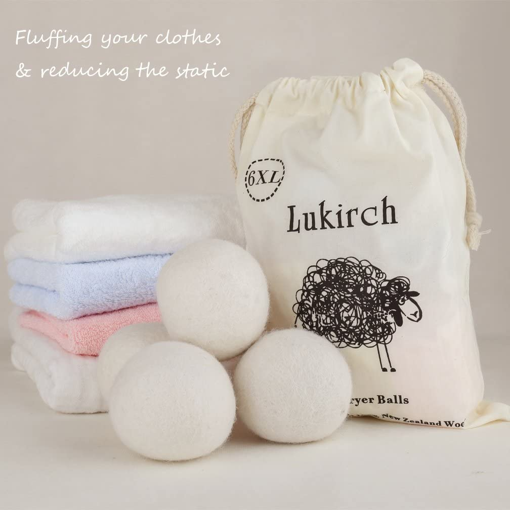 Wool Dryer Ball XL, Organic Eco Premium 100% Natural Fabric Laundry Softener, Shortens Drying Time, Reusable, Reduce Wrinkles and Static Cling, Handmade with 100% New Zealand Wool (Wool Dryer Balls Pack of 6) image number 1