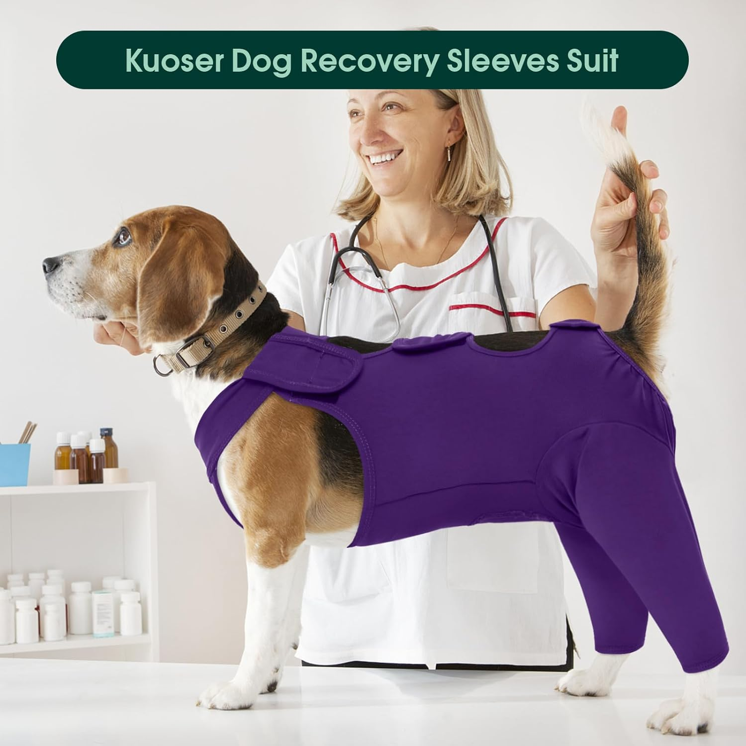 Kuoser Hundebody Nach Op, Hundebody Nach Op Body F&uuml;r Hund Kastration R&uuml;de H&uuml;ndin, Erholungsanzug Hund, Hundeschenkel Schutz Bodysuit, Anti-Wundlecken Op Body Hunde, Hund Halskrause Alternative image number 2