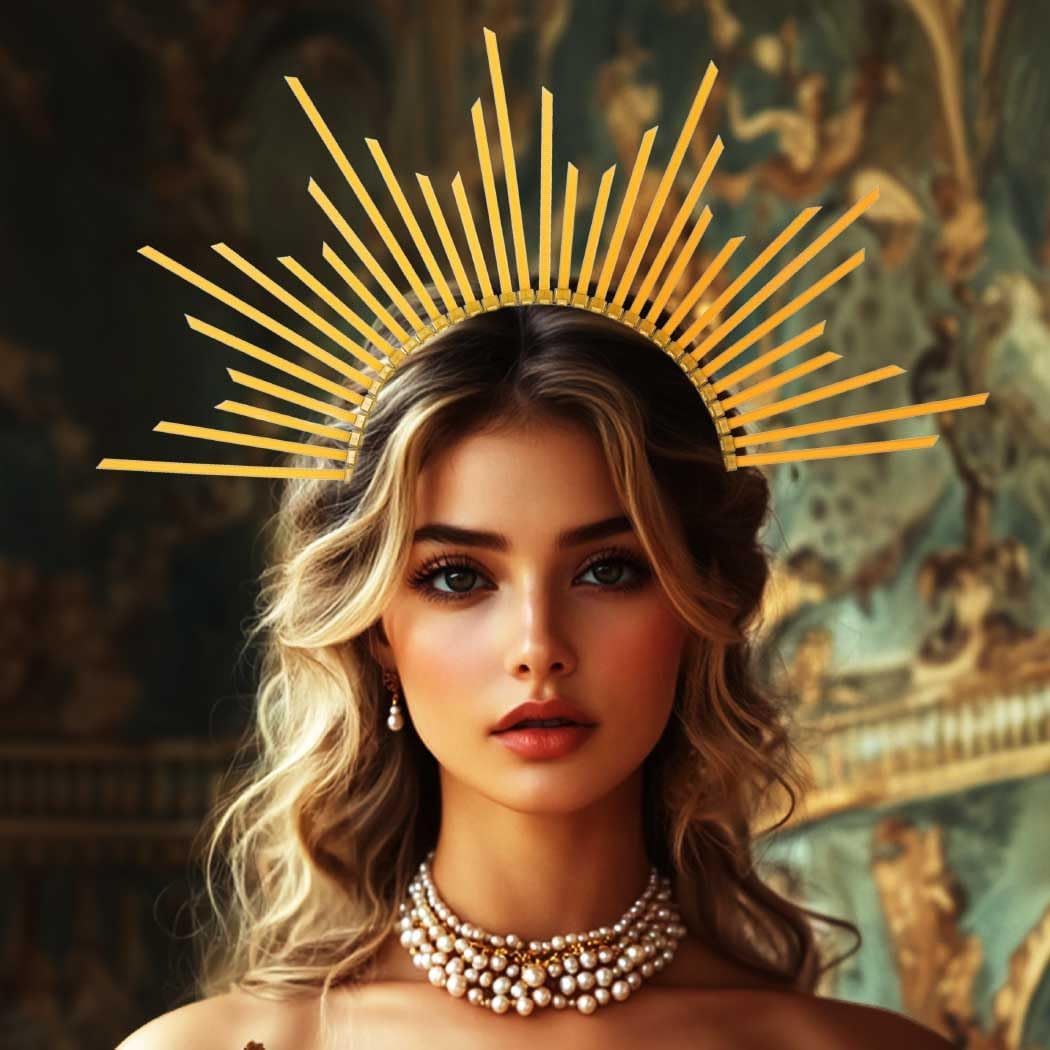 Fashband Mary Halo Crown Headband Spiked Sunburst Crown Goddess Headwear Cosplay Halloween Party Hair Accessories for Women image number 5