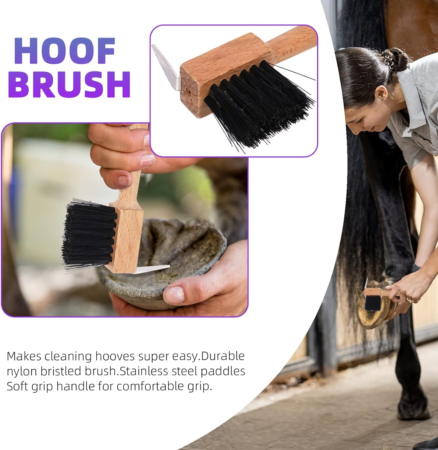 Swpeet 5Pcs Professional Farrier Tools Value Supplies Kit with Roll Pack, Mini 8 Inch Rasp Hoof File, 8 Inch Hoof Nipper, Horseshoe Brush, Horses Hoof Trimmers Shears Tools, Hoof Cutter for Horse image number 2