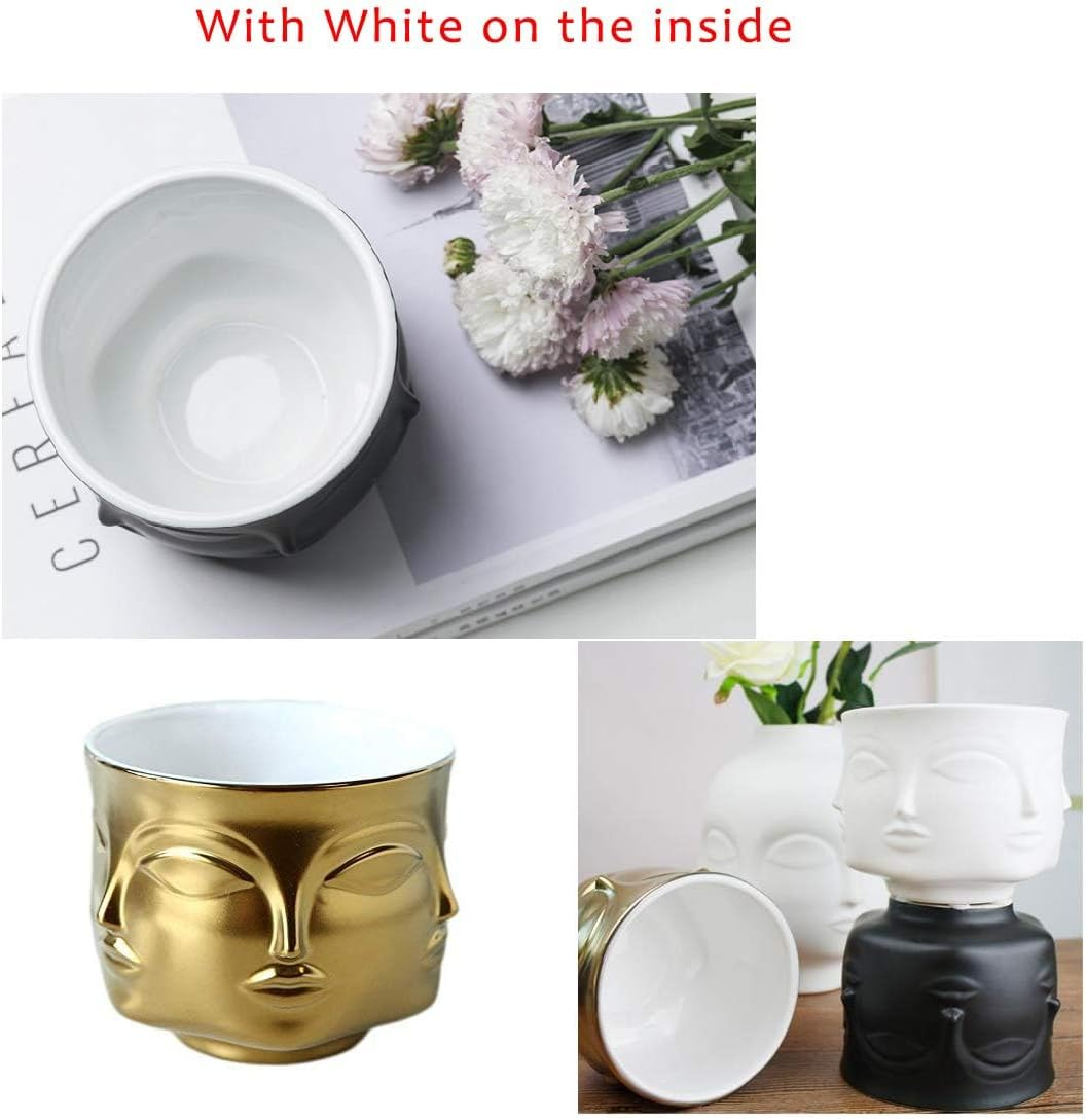 Ceramic Gold Face Planter Head Face Vase Home Decoration Succulent Cactus Indoor Plant Pot Versatility Designs image number 5