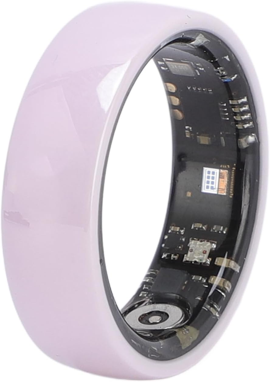 NFC Smart Ring Ceramic Waterproof Fitness Tracker with 5ATM IP68, Step Switch, Multi Sport Modes, Magnetic Charge, Lightweight Health Ring for (17.5 Mm / 0.69 In) (18.3 Mm / 0.72 Inches)