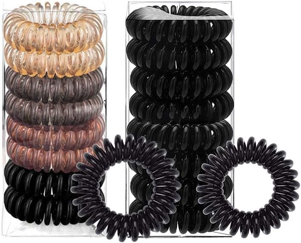 Spiral Hair Ties&mdash;Dent-Free Coil, Soft Build&mdash;For Secure yet Gentle Hair Styling, Daily Outings&mdash;Great for Busy Women, Fitness Lovers&mdash;Includes Spiral Hair Ties (16Pcs, 4 Hues)
