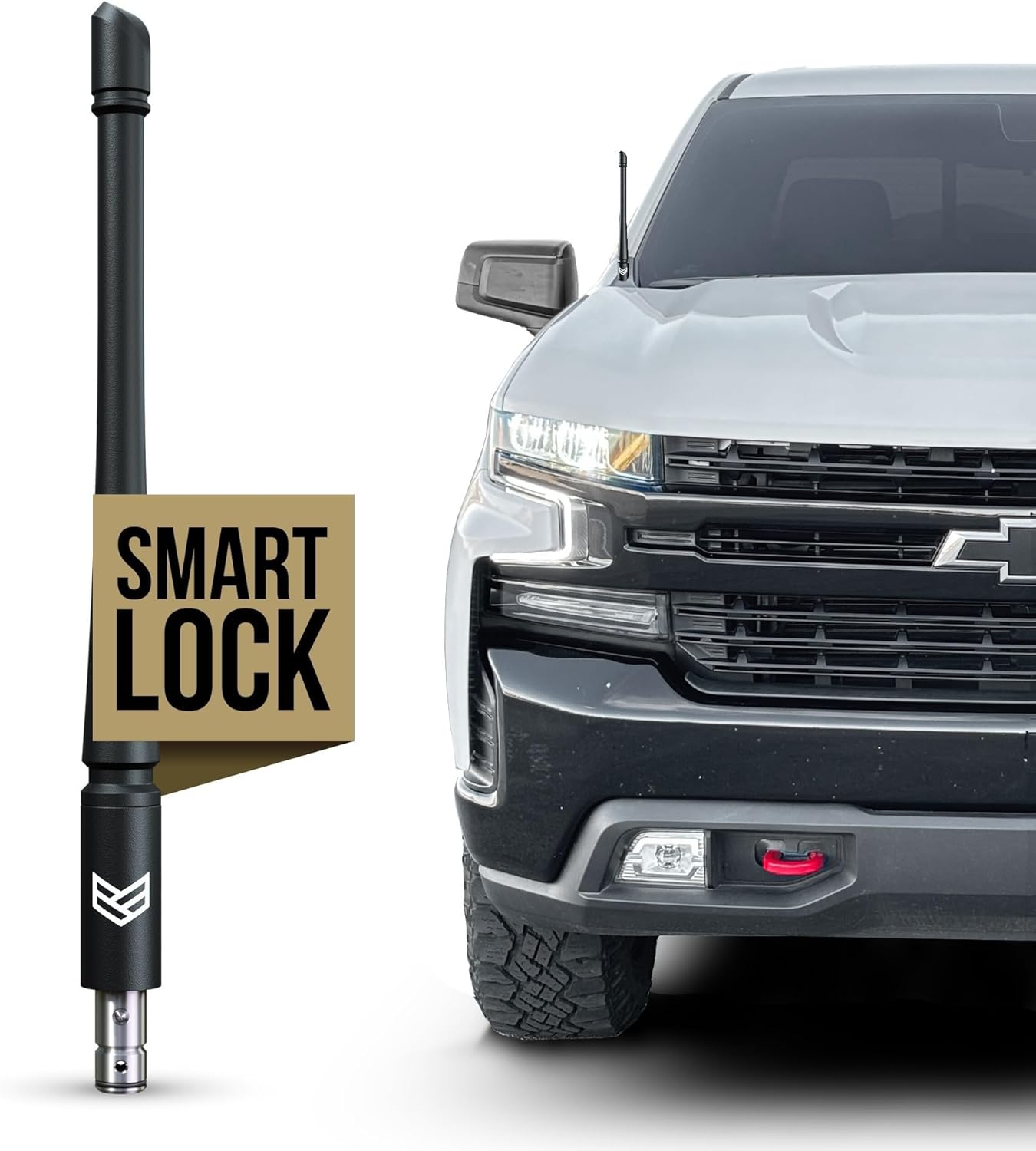 RONIN FACTORY Truck Antenna Accessory for Chevy Silverado & GMC Sierra Accessories - anti Theft - Carwash Safe - Short Replacement Antenna (8 Inch Flexible Smartlock) image number 5