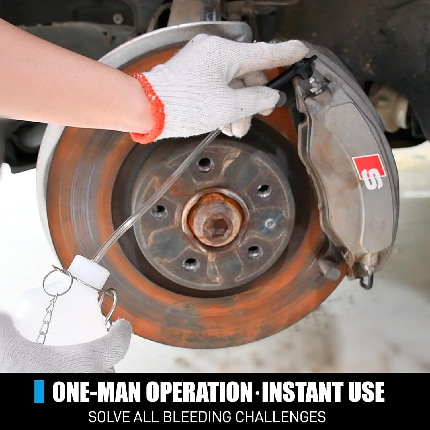 3L Brake Bleeder with One Man Operation, 1L Brake Fluid Reservoir and Aluminium E20 Adapter, Suitable for Most European Car Models image number 1