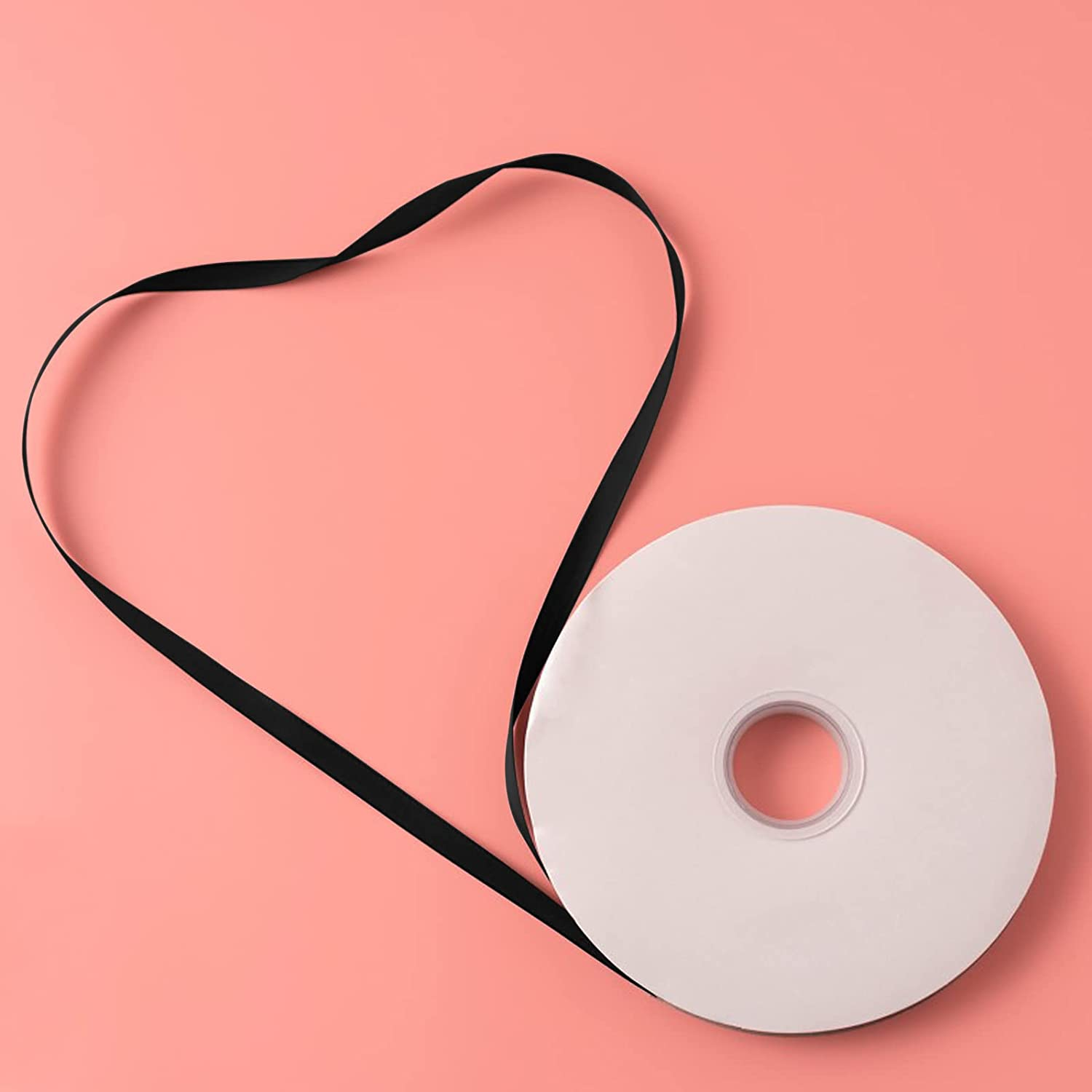 1/4 Inches Wide Double Faced Black Polyester Satin Ribbon, Findtop 100 Yards Long for Gift Wrapping Ornaments Party Favor and DIY Craft Supplies image number 4