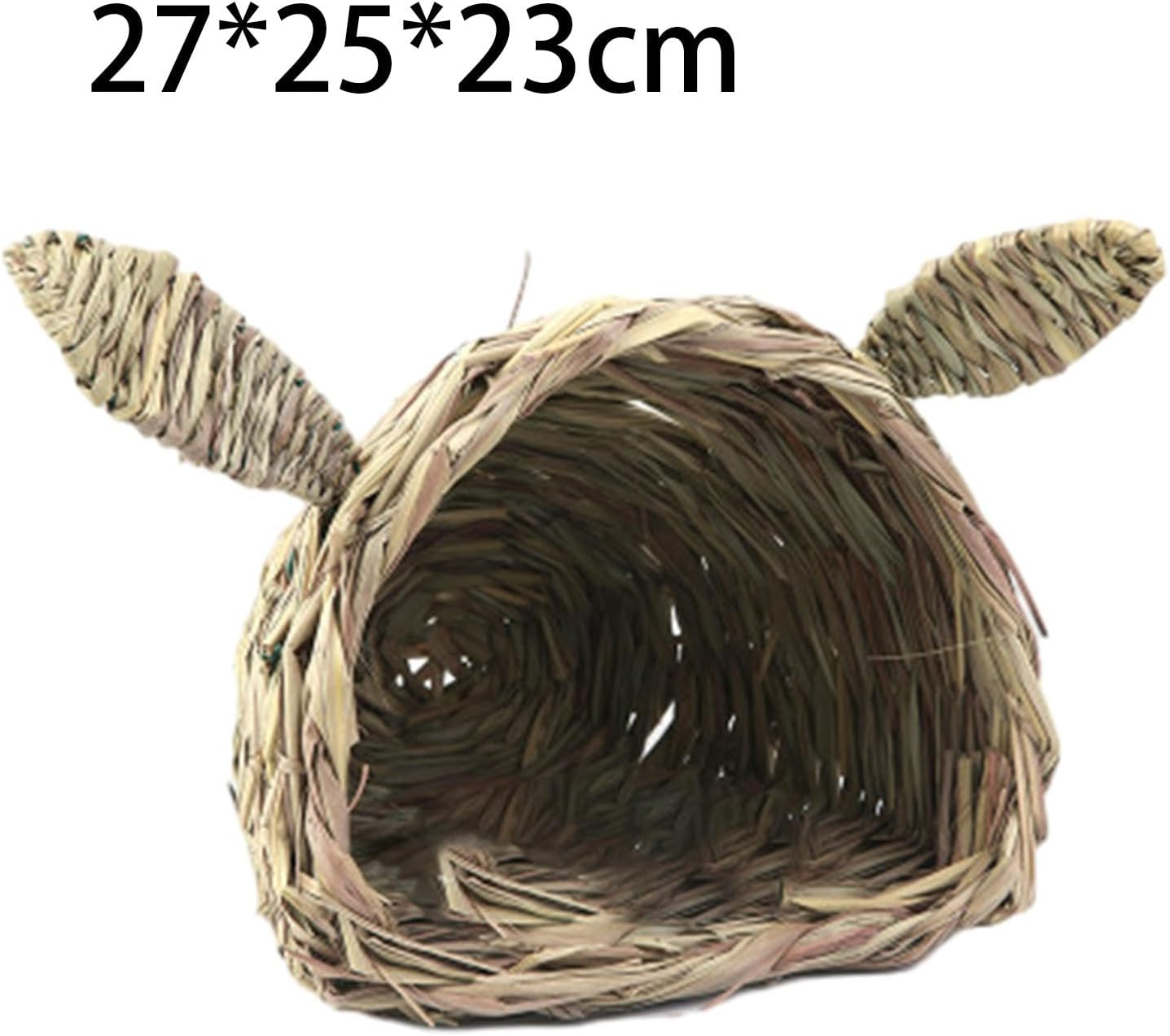 Folpus Hideaway Hut Toy Hay Bed Handmade Woven Bunny Grass Tunnel Rabbit Grass Bed for Chinchilla Small Animals Bunny Play and Sleep image number 1