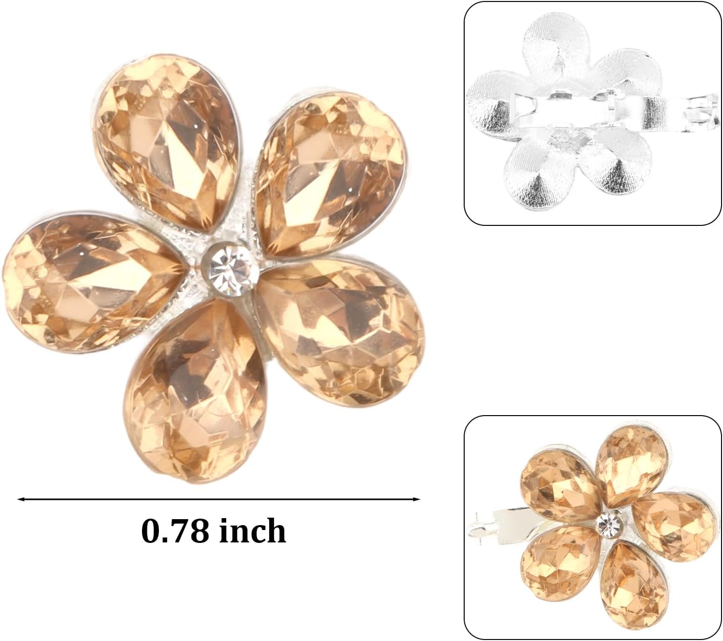 Bumlofa Golden Hair Clip Flower Set: 20 Pieces Small Hair Clips for Party, Braids & Hairstyles - Shiny Hair Accessories image number 6