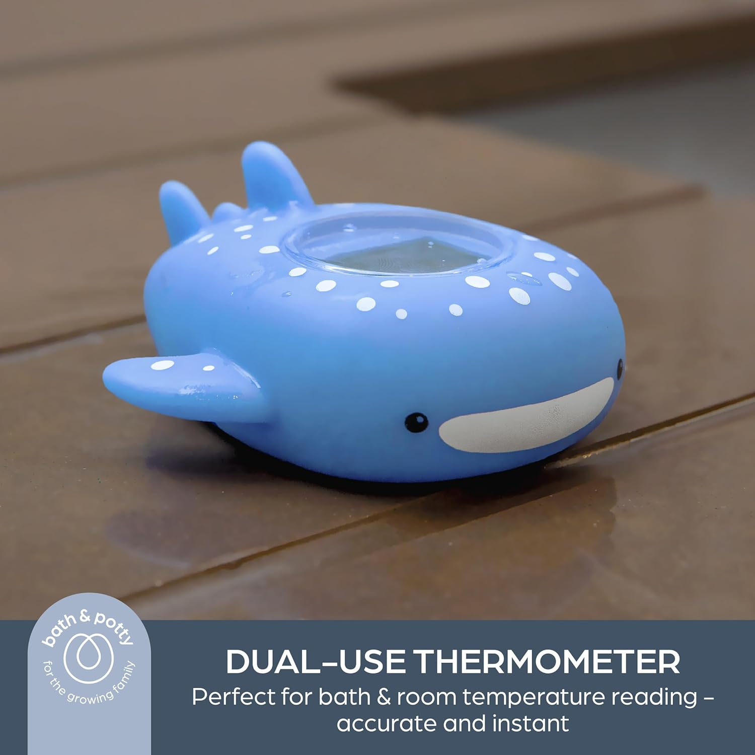 Dreambaby Whale Shark USB Rechargeable Baby Bath Thermometer - Instant Read, Digital Room & Baby Bathtub Thermometer - Fun Floating Bath Toy & Water Thermometer for Newborns image number 1
