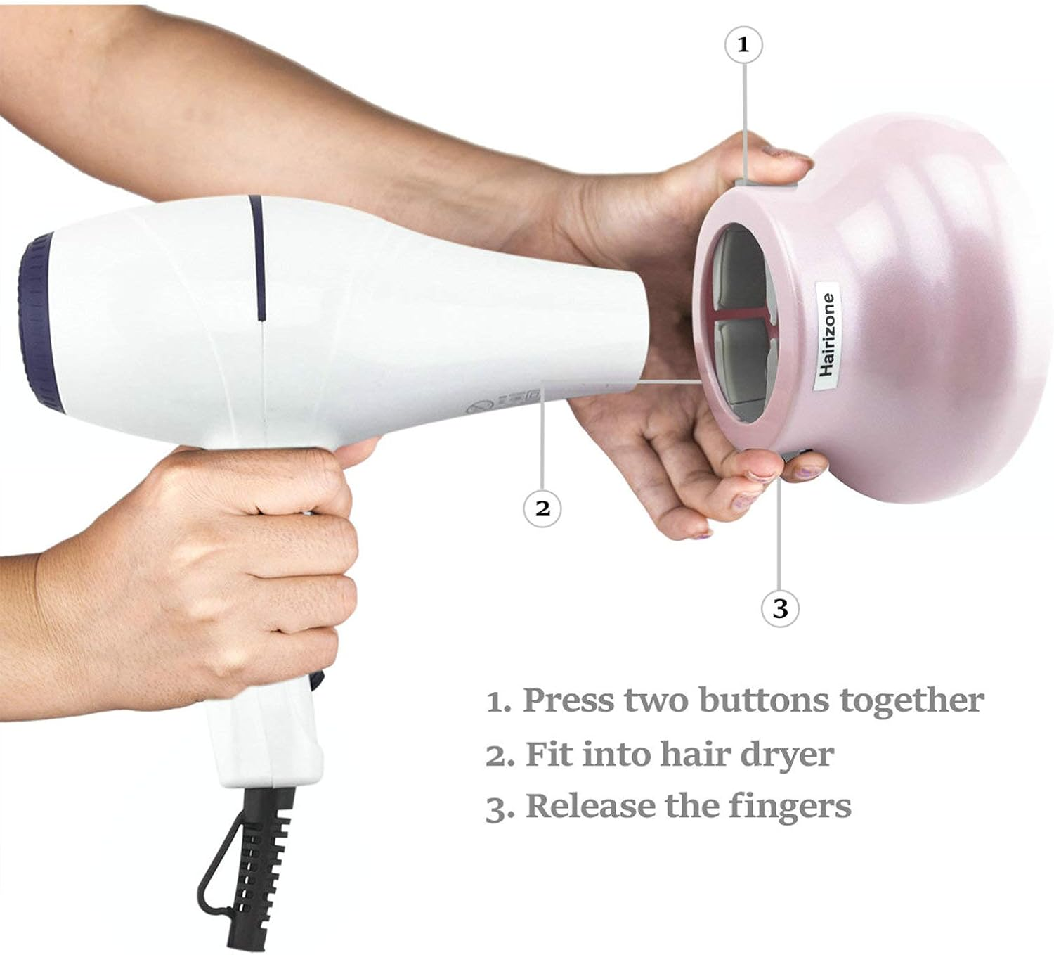 Hairizone Universal Hair Diffuser Adaptable for Blow Dryers with D-1.7-Inch to 2.6-Inch for Curly or Wavy Hair, Pink - Light Blue image number 7