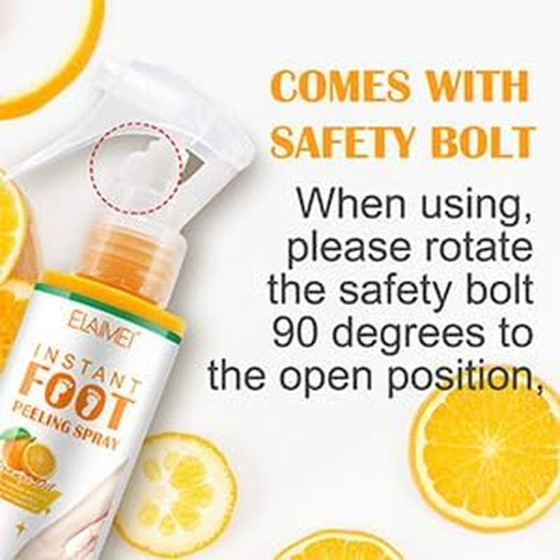 Foot Peeling Spray Oil ，Foot Exfoliating Spray, Pedicure Dead Skin Exfoliator for Cracked Rough Heels, Dry Toe Skin & Calluses, Quicky Remove Dead Skin (Orange)