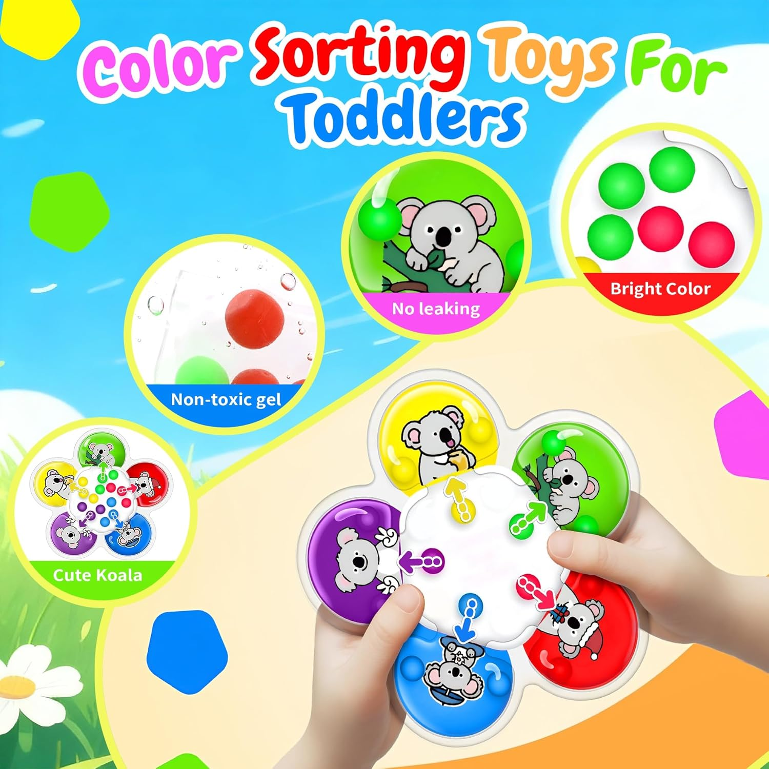 Koala Color Sorting Sensory Toy Toddler - Fine Motor Color Matching Game Quiet Travel Essential Toy Calm down Montessori Autism ADHD Fidgets Xstmas Easter Basket Stuffers for Kids Boy Girl 3+ image number 5