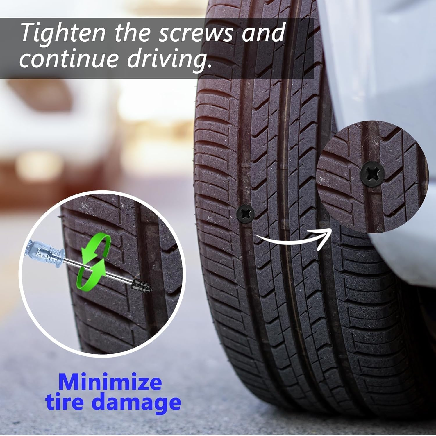 60PCS Tire Repair Rubber Nail, Vacuum Tire Repair Kits Spiral Rubber Nails, Tire Screw Plug Fast Tool Self Service Tire Repair Nail for Car, Motorcycle, Truck, Tractor Tire Puncture Repair image number 4