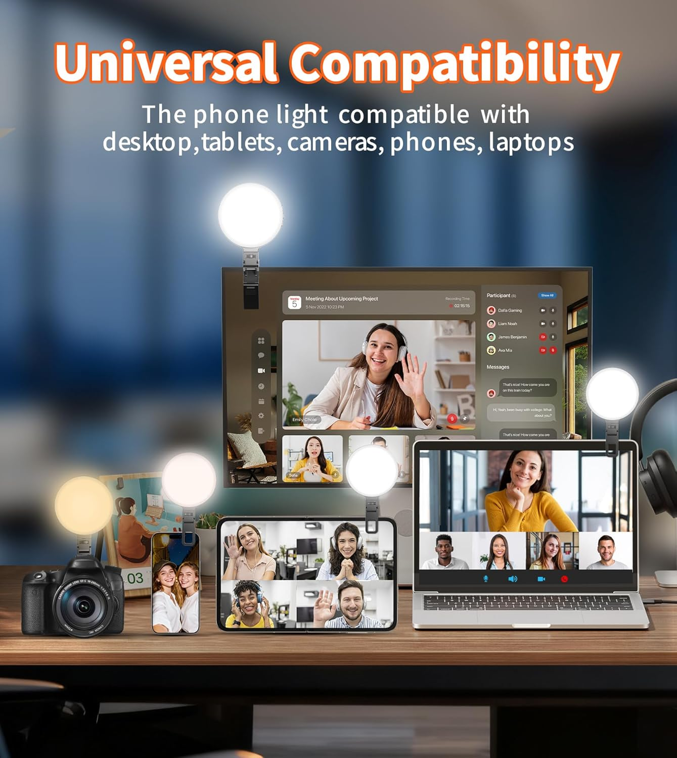 3000Mah Selfie Light for Iphone,40 LED Phone Light with Clip & Cold Shoe Mount,2500K-9900K Portable Clip on Soft Light,3 Lighting Modes for Video Conferences,Camera,Laptop,Streaming,Makeup image number 4