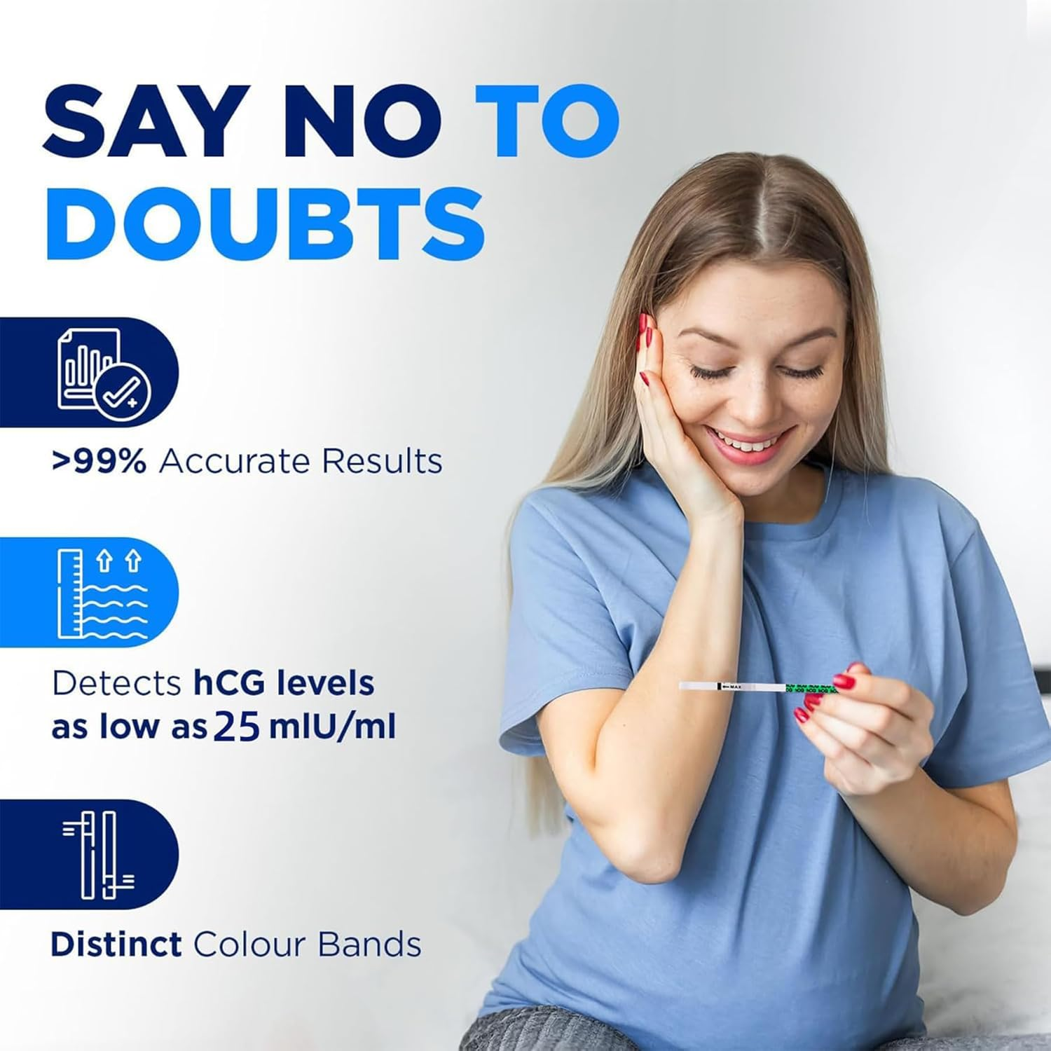 Pregnancy Test Strips, 50 Pack Individually Wrapped HCG Pregnancy Strips with 50 Urine Cups, Early Home Detection Pregnancy Test Kit for Women Trying to Get Pregnant Naturally - over 99% Accurate image number 1