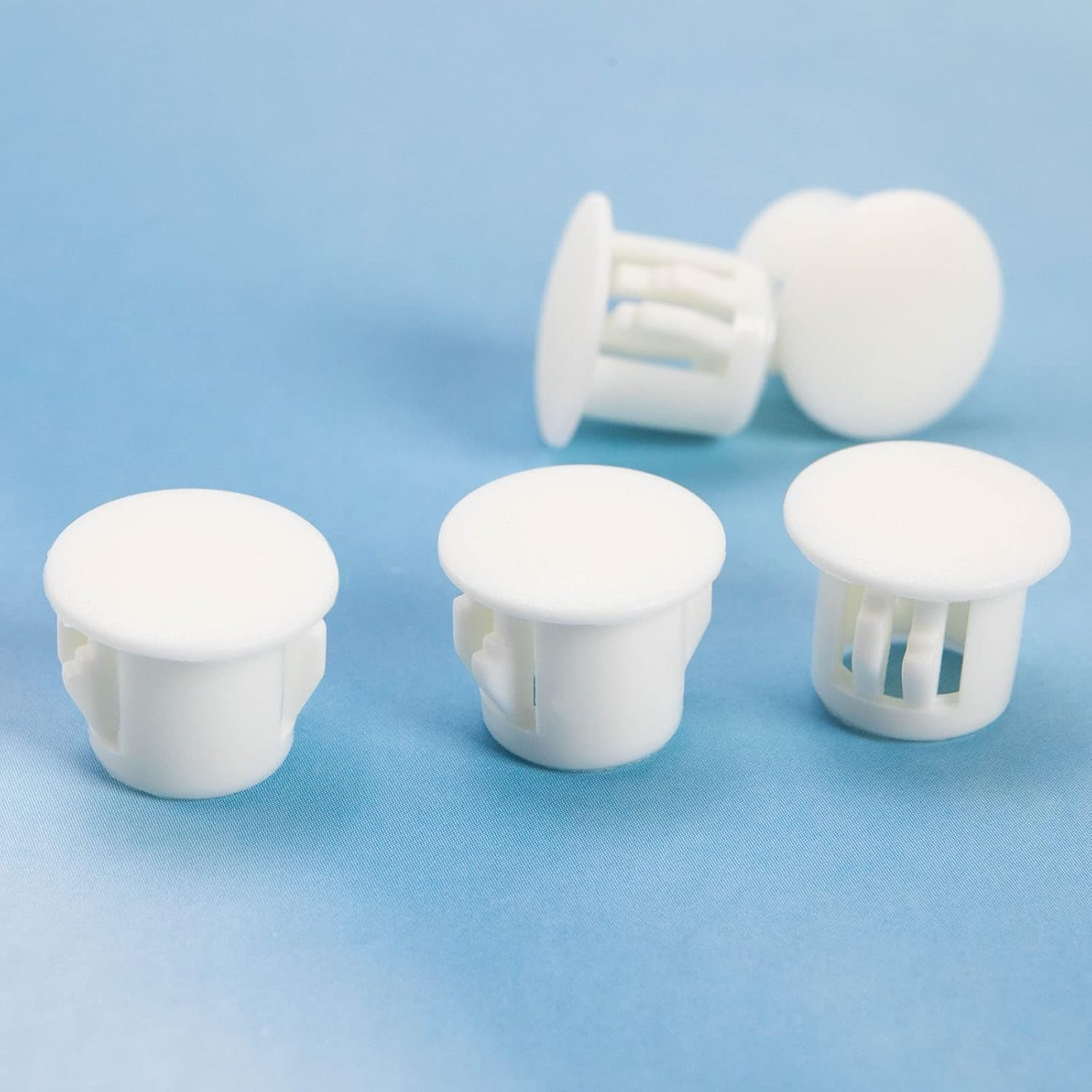 Ecsing 100PCS Hole Plugs White Plastic 10Mm Snap in Locking Hole Tube 10-10.5Mm Steel Furniture Fencing Post Pipe Insert End Caps for Cupboards Wardrobes Cabinets Funiture image number 4
