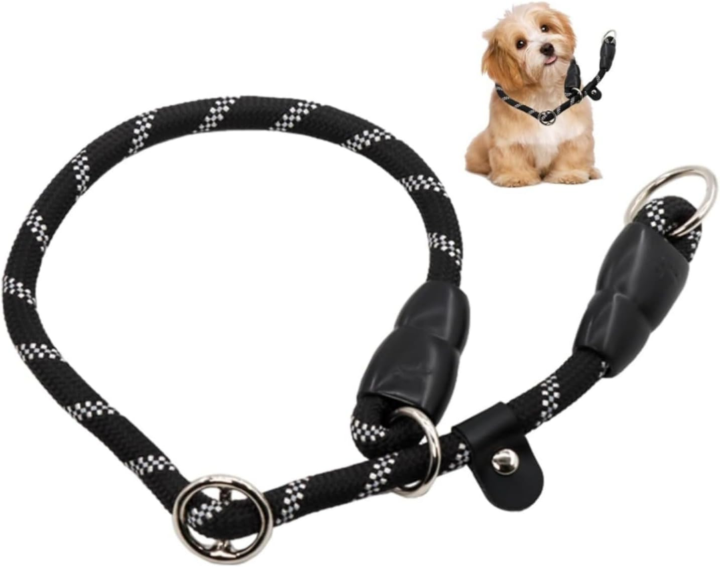 Lyfengdeam Dog Slip Collar Training Dog Collar with Reflective Strips,Puppy Braided Collar,Pets Nylon Rope Collar No Pull for Pet Outdoor Walking round Training Lead with Adjustable (Red, M)