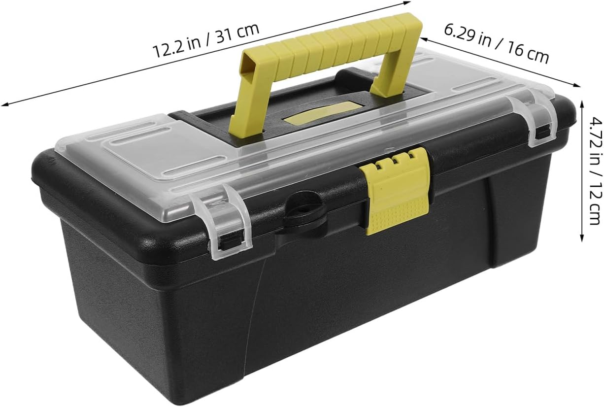 Housoutil Heavy Duty Plastic Tool Box, 10 Inch Portable Organizer with Handle Multi-Functional Storage Case, Tool Organizer for Diy Projects and Repairs image number 4