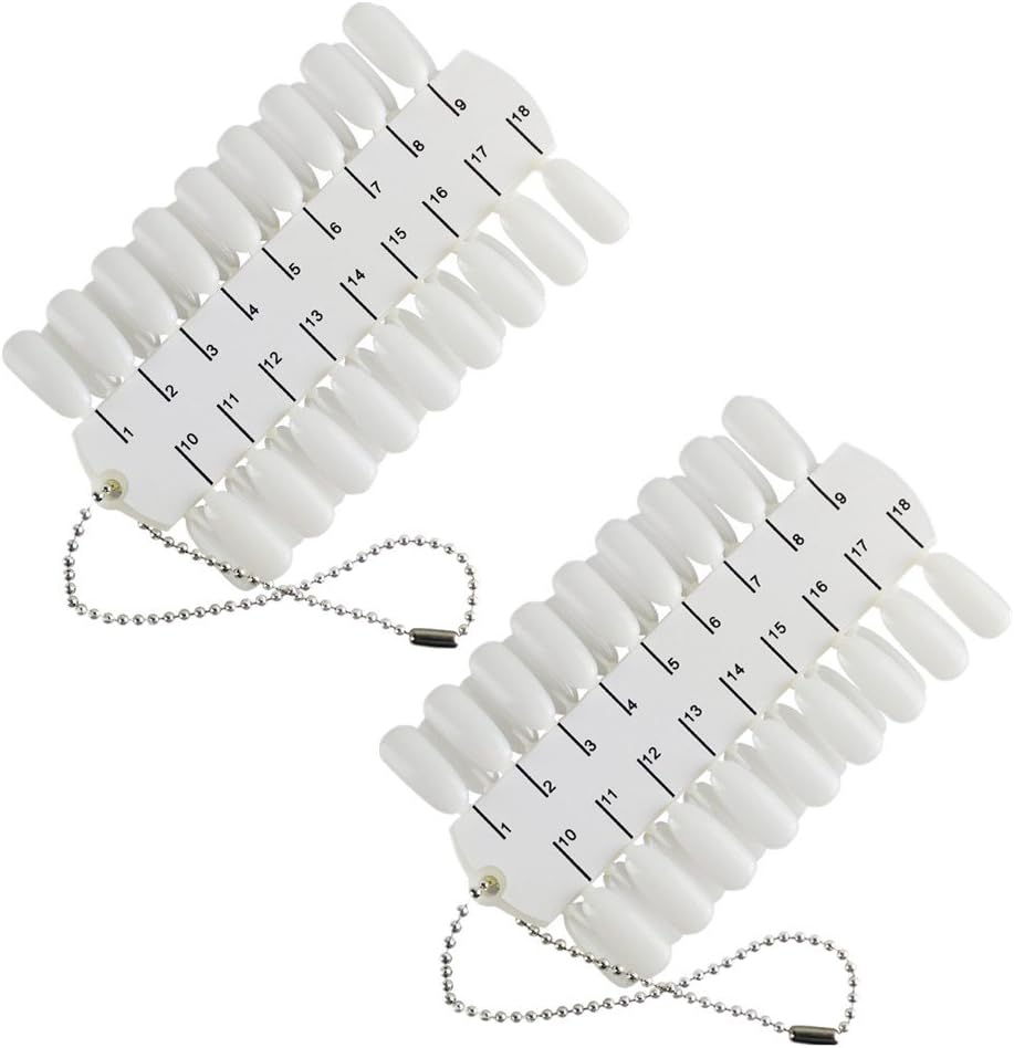 Yueton Pack of 2 Sets 36 Tips per Unit Double Layer Nail Color Display Card Nail Art Practice Design Training Plastic Polish Board Swatches with Ball Chain image number 1
