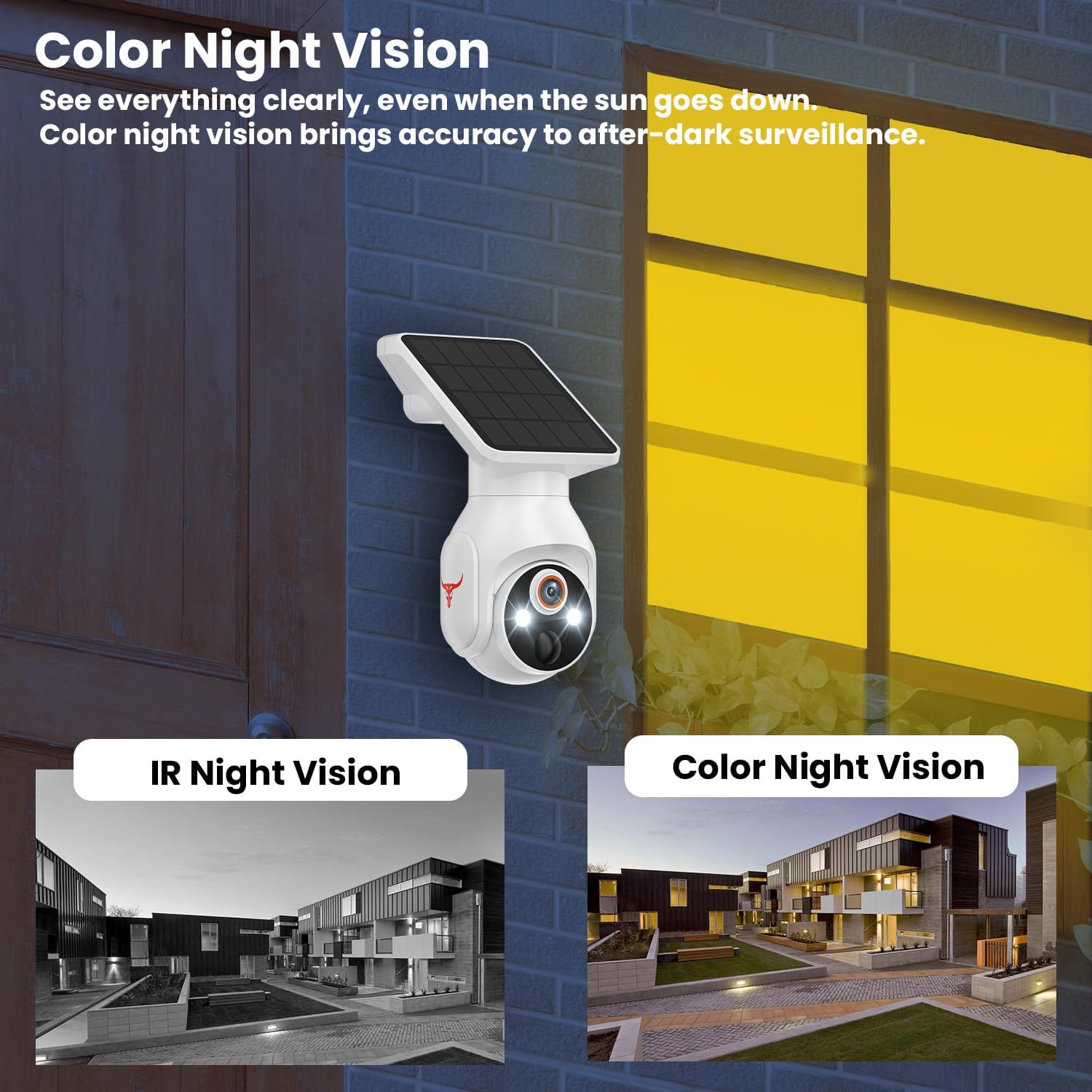 Gerfalc Wifi Solar Security Camera Wireless Outdoor Surveillance with Motion Detection, 1080P HD, Color Night Vision, Two-Way Talk, Weather Resistance, Remote Monitoring, Easy Installation