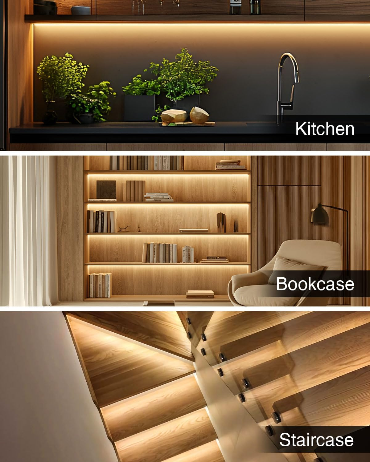 Aclorol USB COB LED Strip 1 M Warm White 3000 K Flexible Cut LED Strip Self-Adhesive for TV Backlight Living Room Mirror Wardrobe Lighting 320Leds/M 8 Mm Width (Pack of 2) image number 6