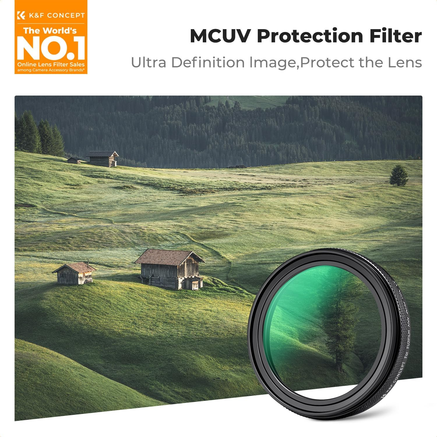 K&F CONCEPT MC UV Protection Camera Lens Filter (Black Frame) for Fujifilm X100 Series Accessories-X100/X100F/X100S/X100T/X100V/X100Vi, 28 Multi-Coatings Waterproof HD Optical Glass UV Filter