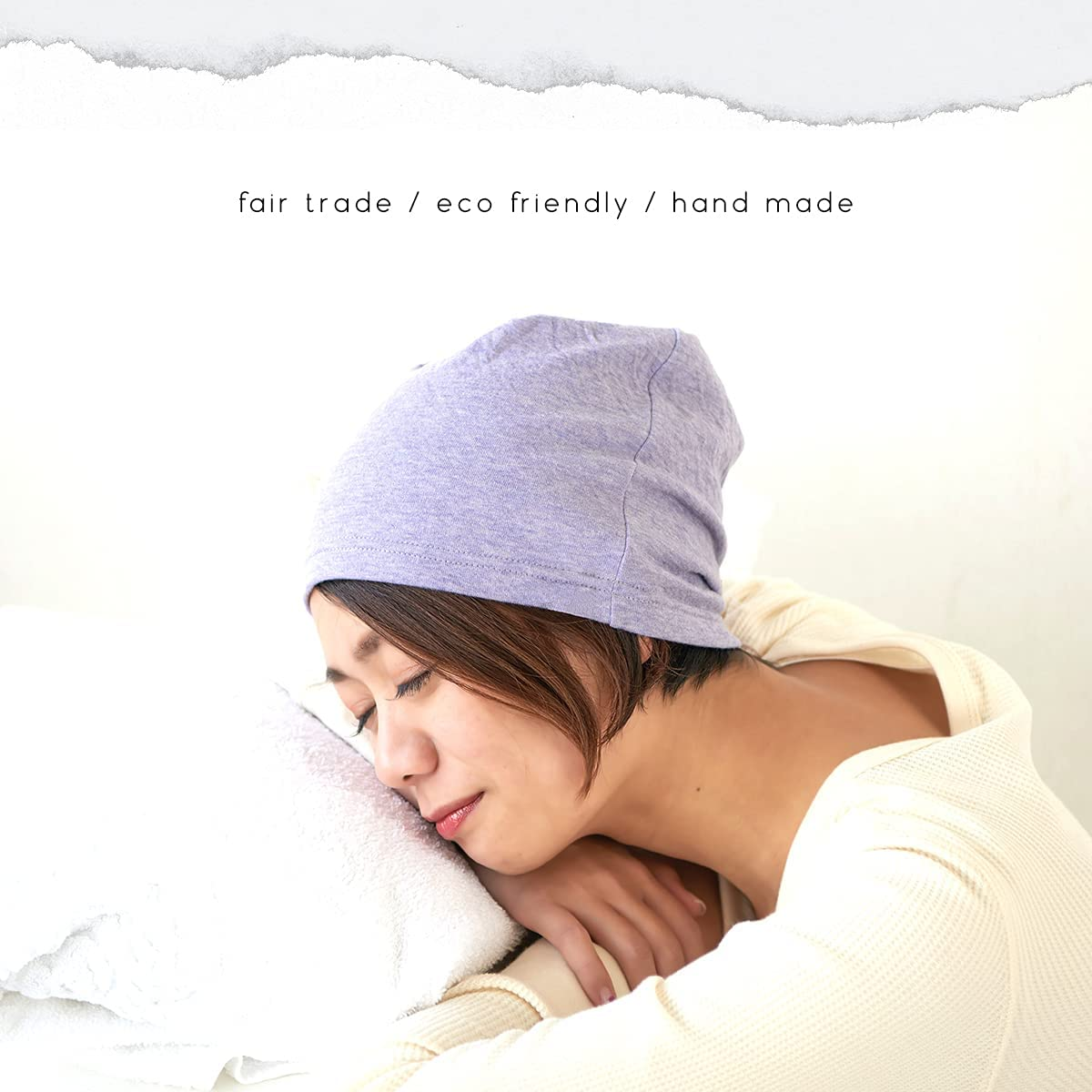 CHARM Womens Organic Cotton Beanie Hat - Mens Slouchy Beanie Made in Japan Chemo Hat image number 2