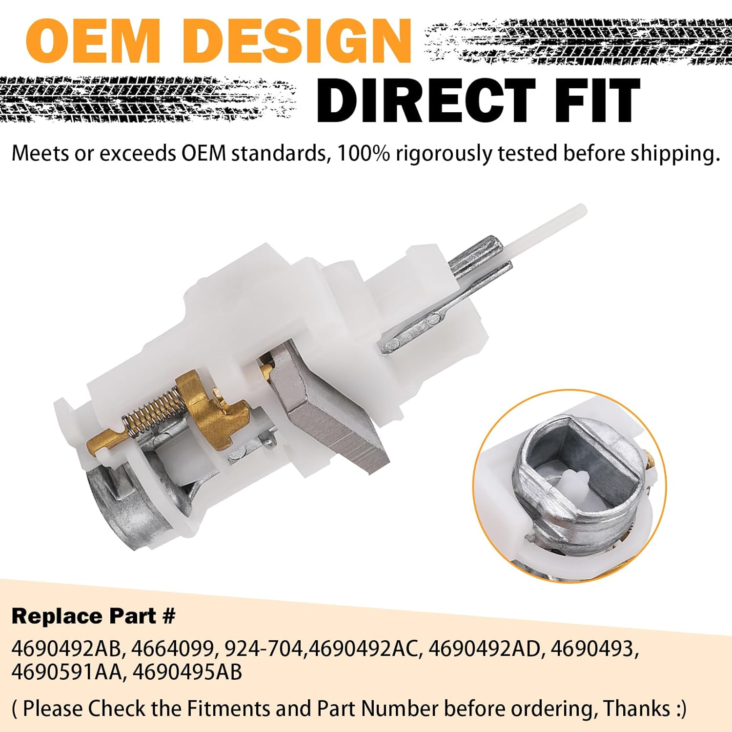 Ignition Switch Actuator Pin for 1997-2006 Jeep Wrangler, 2002-2007 Liberty, 1999-2004 Grand Cherokee, 1995-2005 Dodge Neon, Chrysler PT Cruiser Ignition Switch - Replaces 4690492AB, 4664099, 924-704 image number 4
