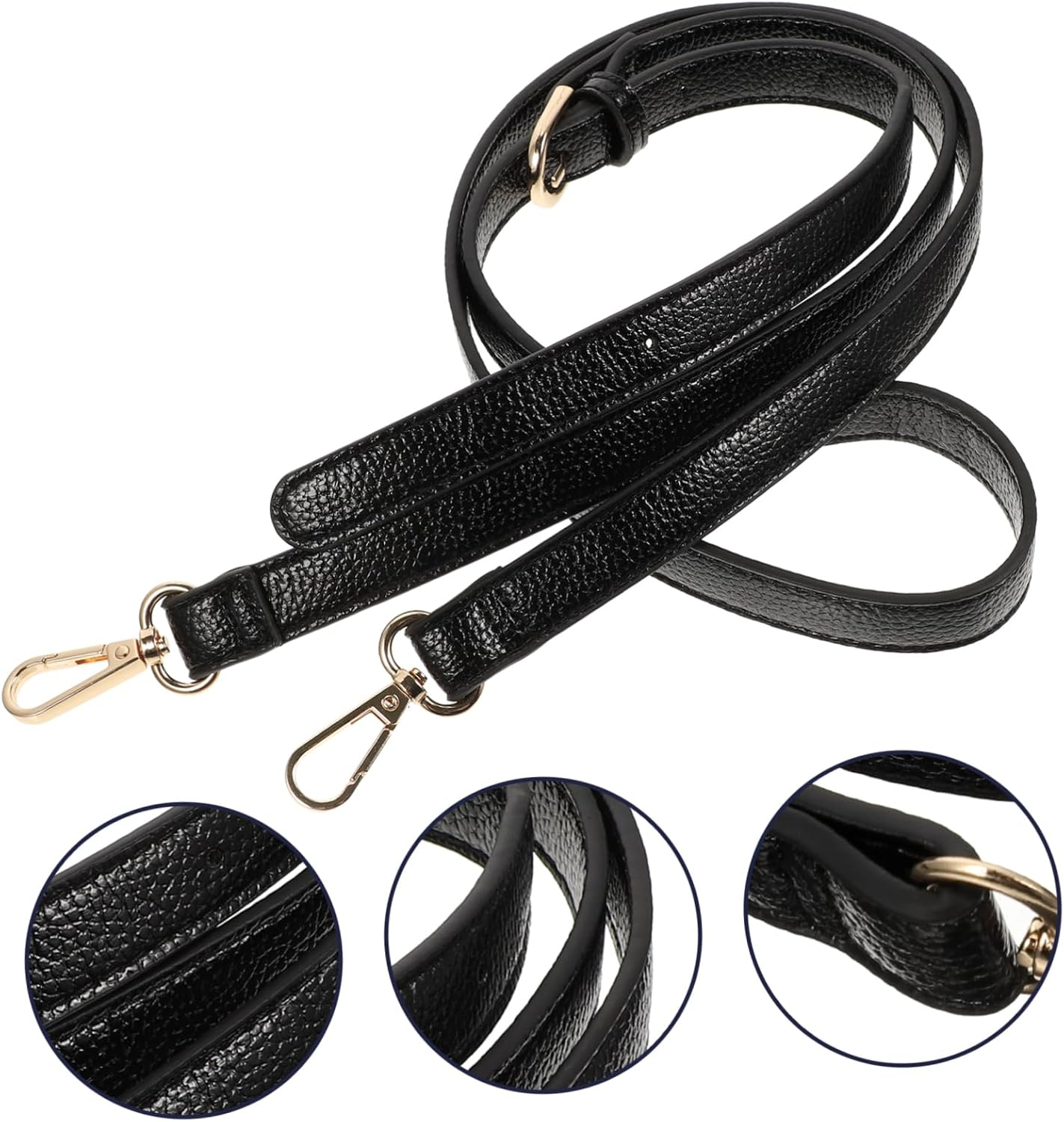 Anneome Leather Bag Strap Adjustable Crossbody Purse Strap Replacement for Women Black Genuine Leather Shoulder Bag Accessories Compatible with Handbags image number 5
