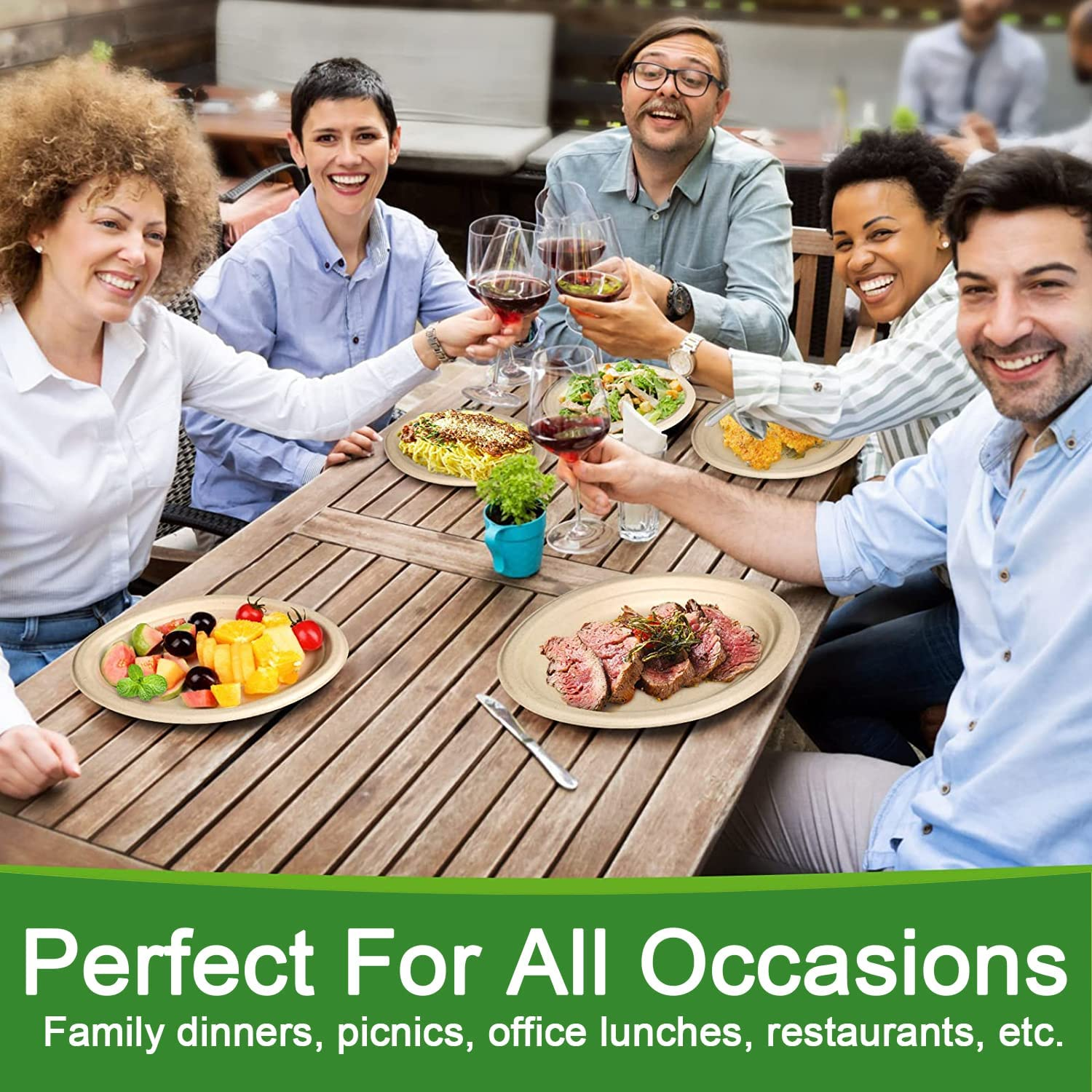 23 Cm Paper Plates, 125 Pack Disposable Plate, 100% Compostable Lunch or Dinner Size Biodegradable Plate image number 1