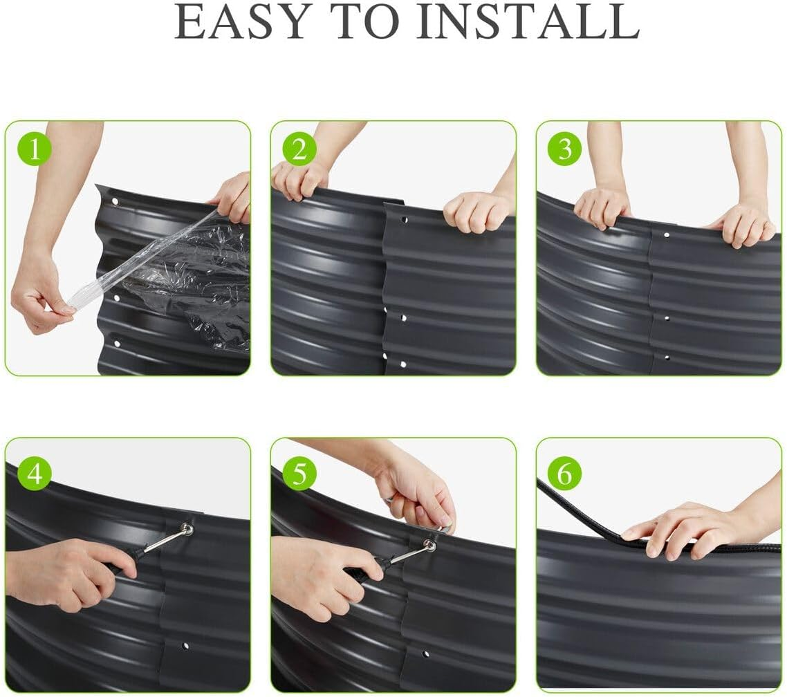 Round Raised Garden Bed Fence Planter Box Indoor Outdoor Flower Herb Vegetable Green Holder Container for Balcony Window Patio Aluzinc Coated Metal Edging image number 5