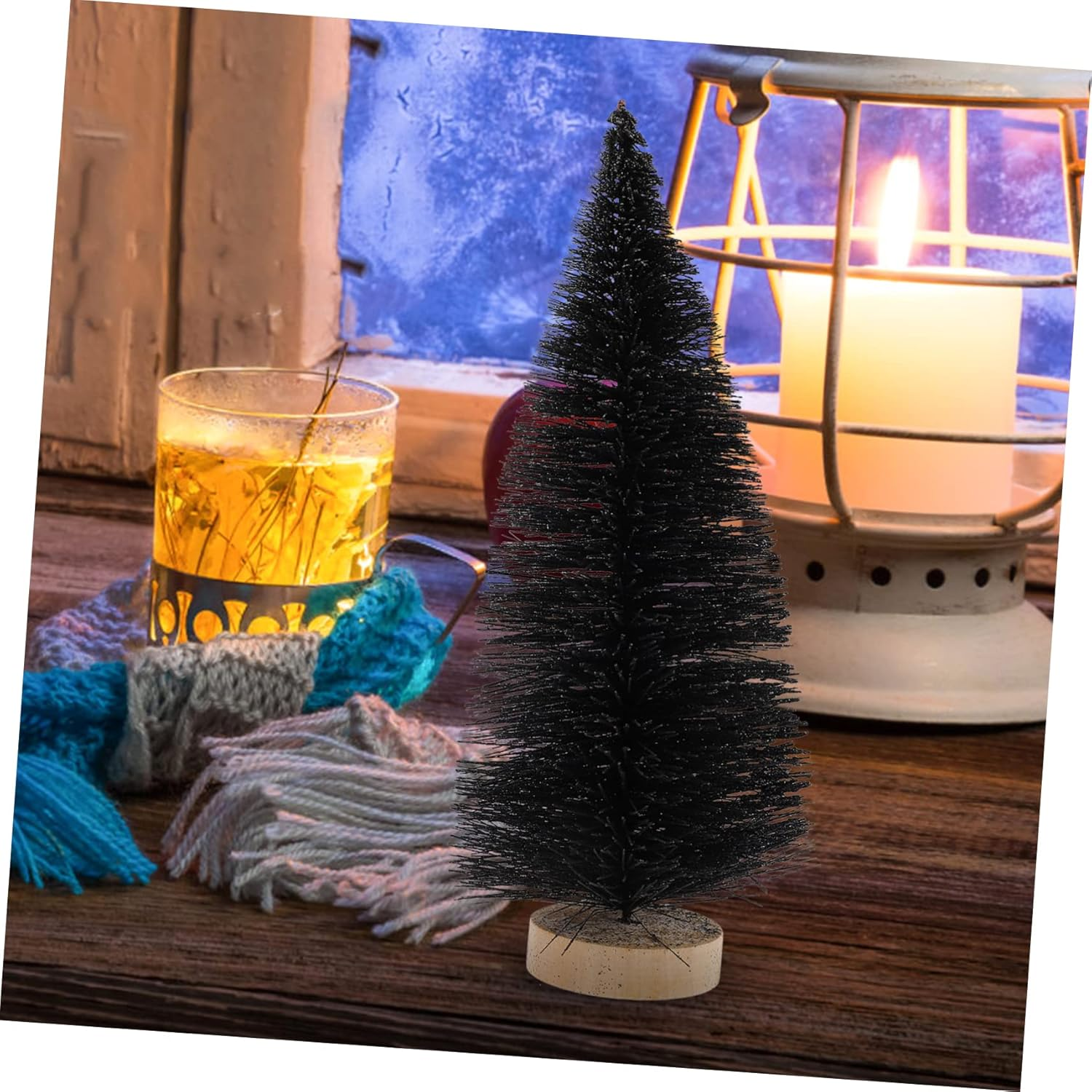Artificial Christmas Tree Mini Pine Holiday Decor Black Spruce Desk Ornament