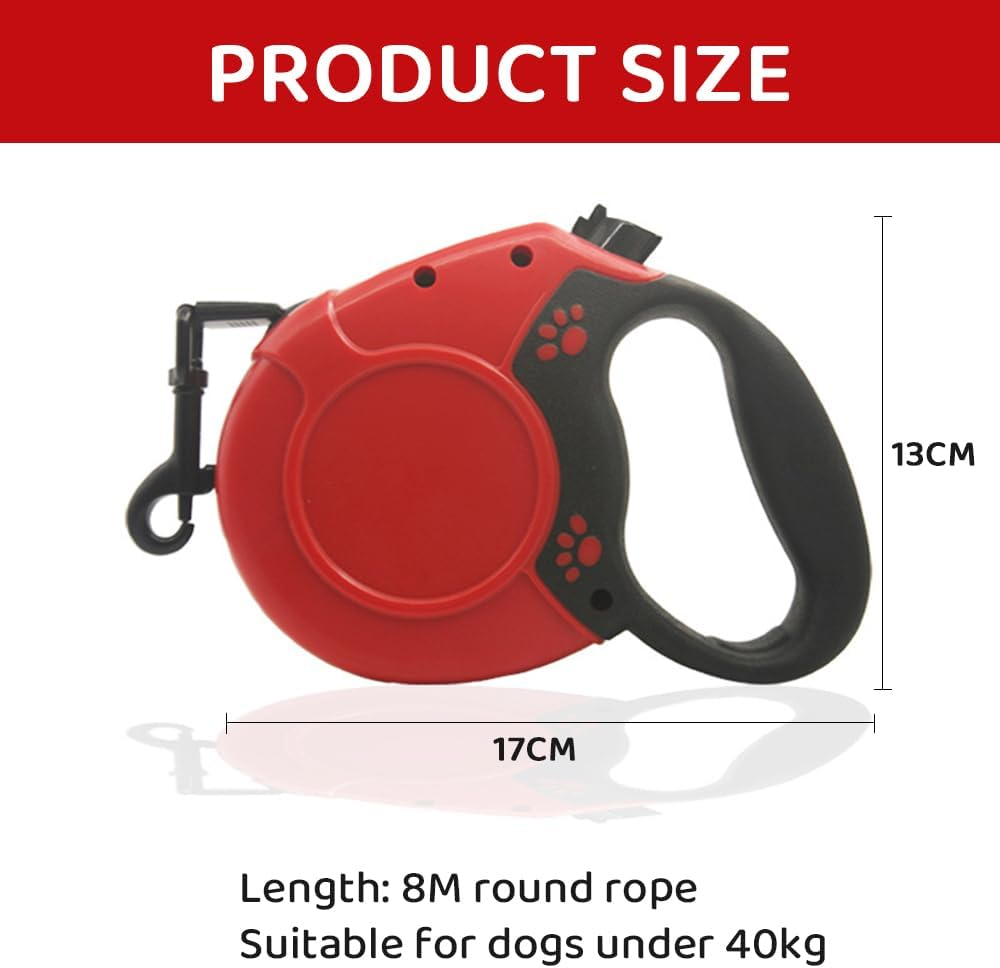 Retractable Dog Leash &ndash; 8M Heavy Duty Nylon Tape, Anti-Slip Handle, Tangle-Free, One-Handed Brake & Lock, for Dogs up to 40Kg image number 6