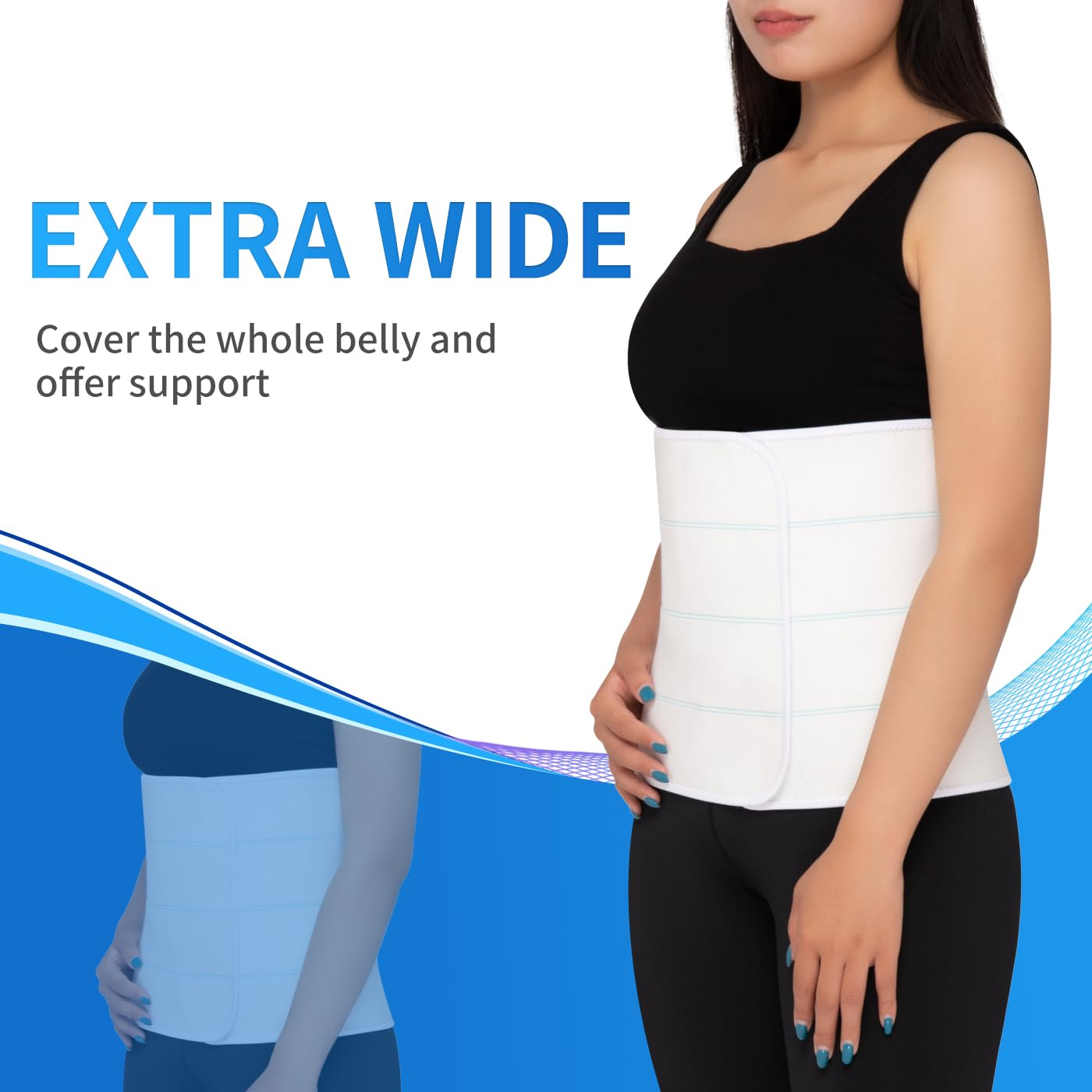 S Abdominal Binder Post Surgery for Men and Women, 12" High Postpartum Tummy Tuck Belt Provides Bariatric Stomach Compression, High Elasticity, Breathable - (30" - 45") 4 Panel image number 1