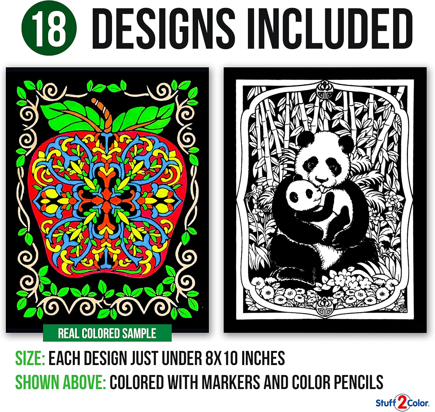 Stuff2Color Super Pack of 18 Fuzzy Velvet Coloring Posters (Creative Edition)(8 X 10) image number 1