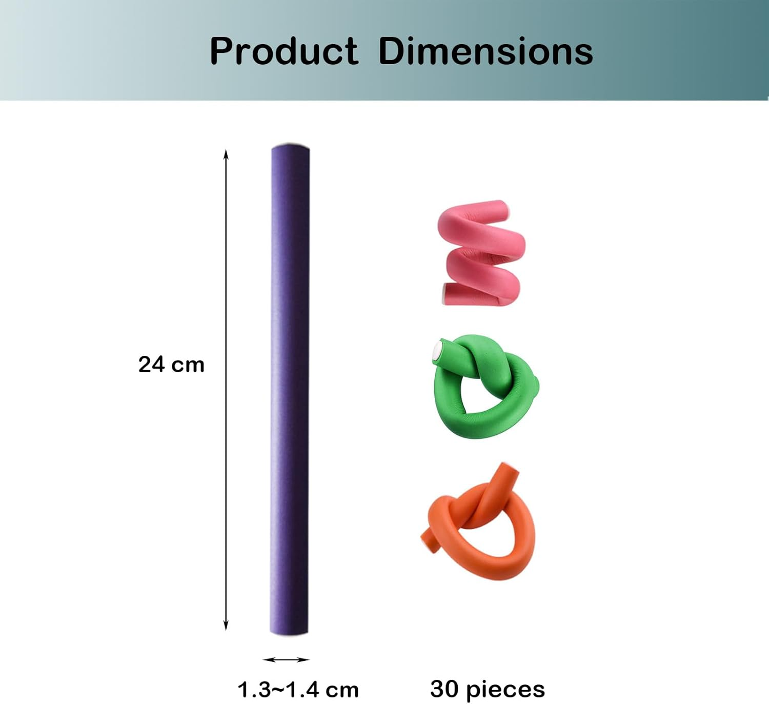 Careuoklab 30 Pack Flexible Curling Rods, 1.4 X 24Cm Hair Rollers Twist-Flex Curlers with Soft Foam, Random 3 Colors DIY Hair Styling Tools for Women Girls image number 1