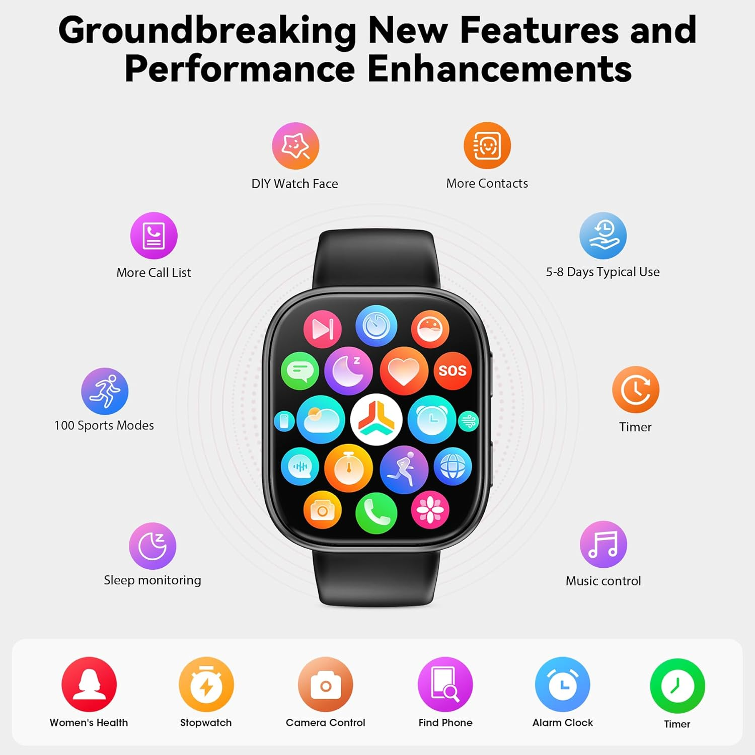 Smart Watches for Women Men,1.83" HD Smart Watch with Spo2/Sleep Monitor,2025 Fitness Watch with Bluetooth Call,120+ Sport Modes Activity Tracker Smartwatch for Android Ios Waterproof - Pink image number 3