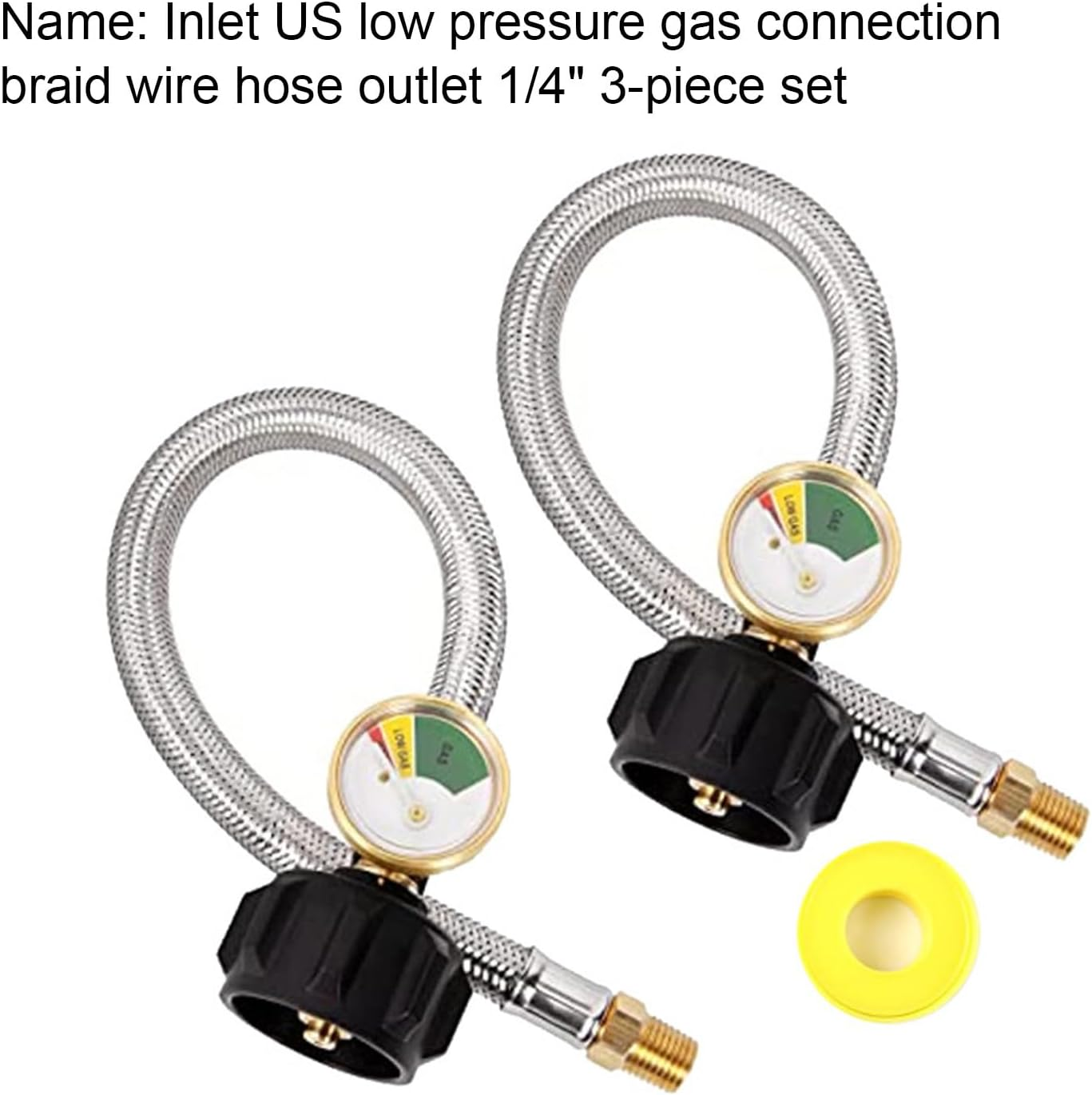Rv Gas Hose with Gauge, Propane Replacement Line, Real Time Pressure Indicator, 15 Inches Compact Flexible Connector for Outdoor, Grilling, Mobile, Homes, Weekend, Cooking Use image number 1