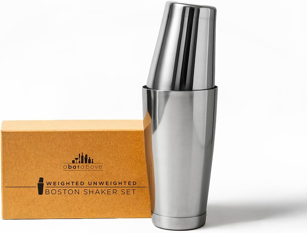 Stainless Steel Boston Shaker: 2-Piece Set: 18Oz Unweighted & 28Oz Weighted Professional Bartender Cocktail Shaker image number 1