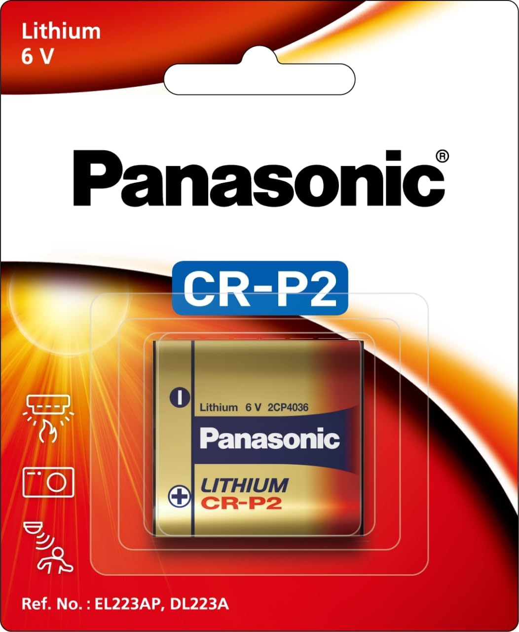 Panasonic CR-P2 Photo Lithium 6V Camera Battery, 1-Pack (CR-P2W/1BE)