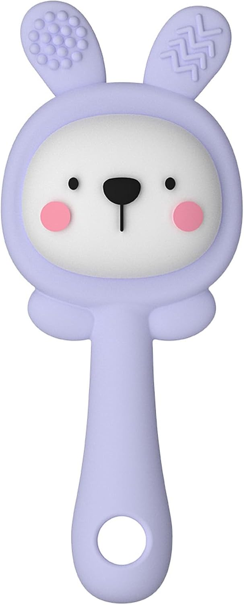 BPA Free Baby Rattle Teether Toy with Light Music - Soft Sensory Silicone Chewable for 6-12 Months Infants, Toddler Pack of 2 (Pink-Purple) image number 4