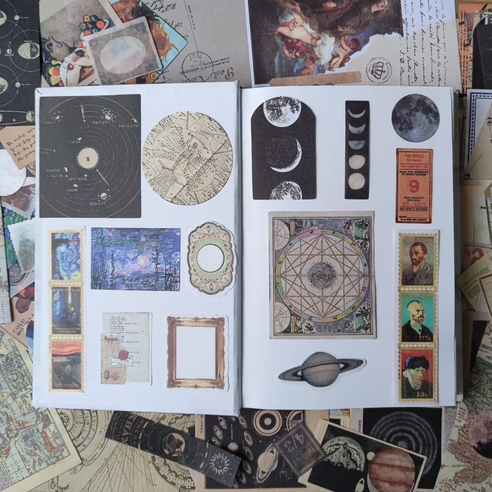 400 Pcs Vintage Scrapbooking Supplies Including 240 Pcs Retro Scrapbook Paper Decor and 160 Pcs Adhesive Washi Stickers for Scrapbooking Album Art Craft Travel Journal image number 4
