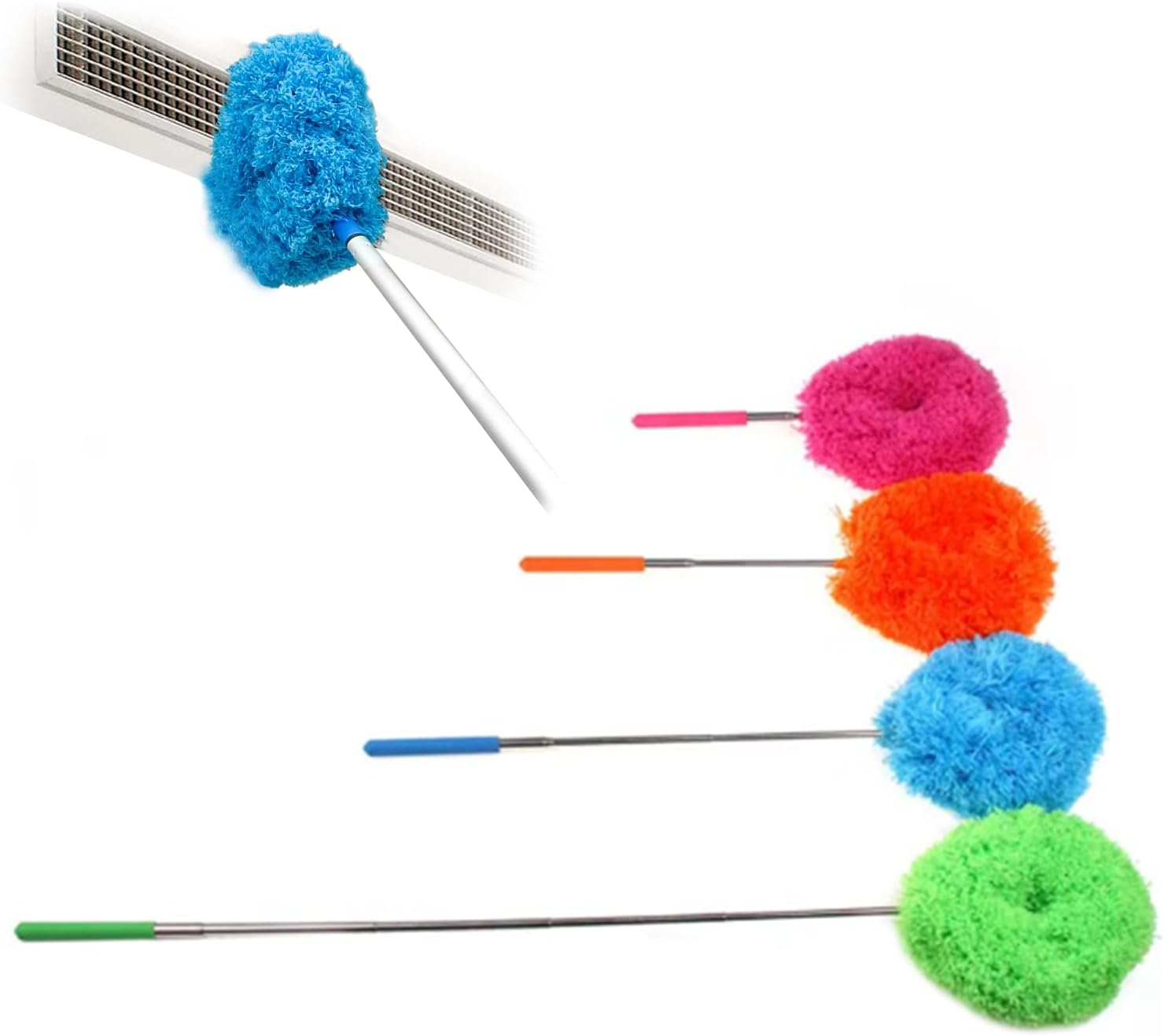 Ceiling Fan Cleaner Duster, Retractable Ceiling Fan Cleaner Duster Reusable Microfiber Blade Cleaner Fan Cleaner (Blue) image number 2