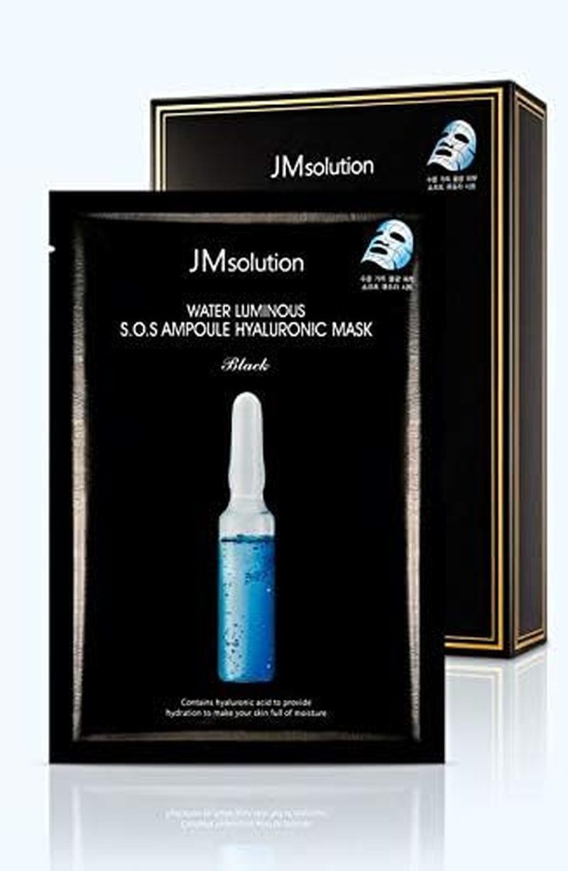 [JM SOLUTION] Water Luminous S.O.S Ampoule Hyaluronic Mask Black 1Pack (10Ea) image number 1