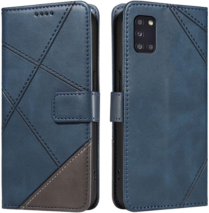 XINNI Phone Case for Samsung Galaxy A31, PU/TPU Flip Leather Shockproof Cover Magnetic Book Style Wallet, Blue image number 3