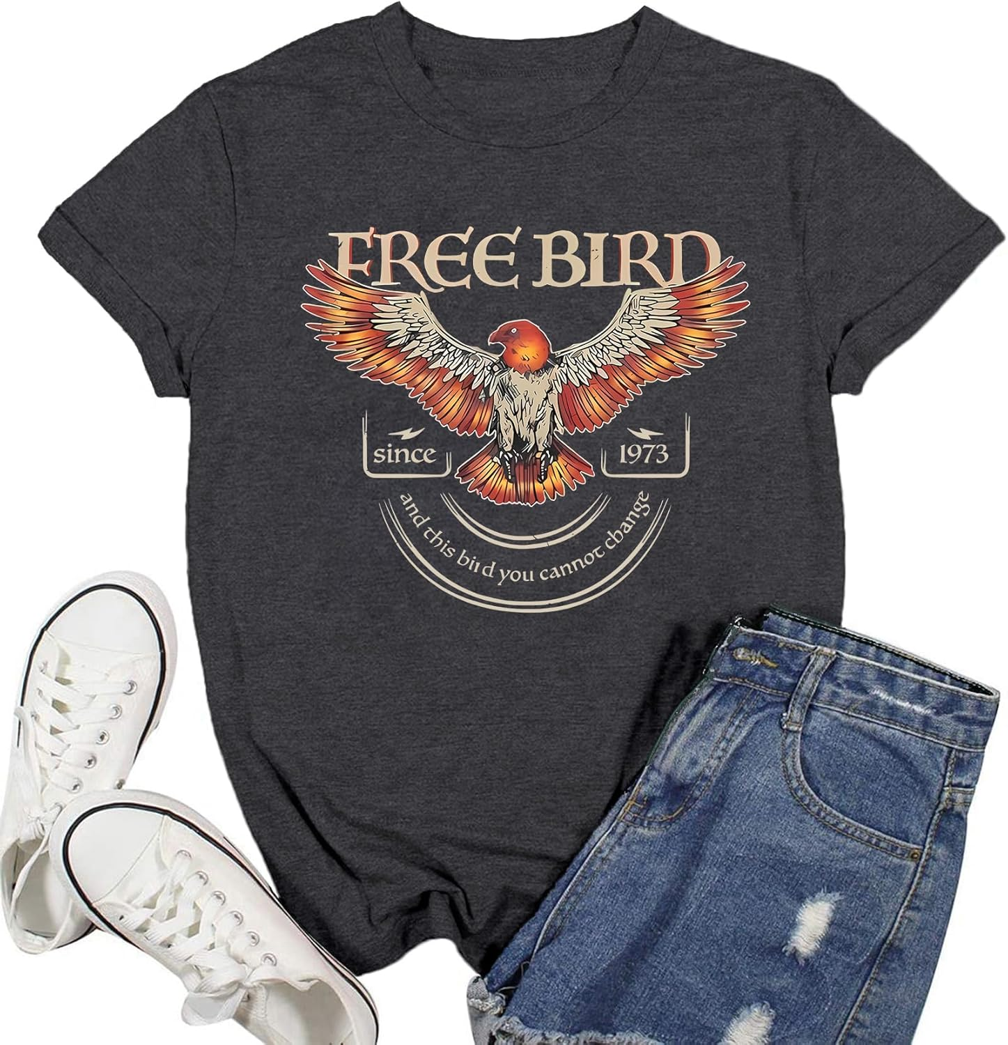 Free Bird Eagle since 1973 Print T Shirt for Women Party