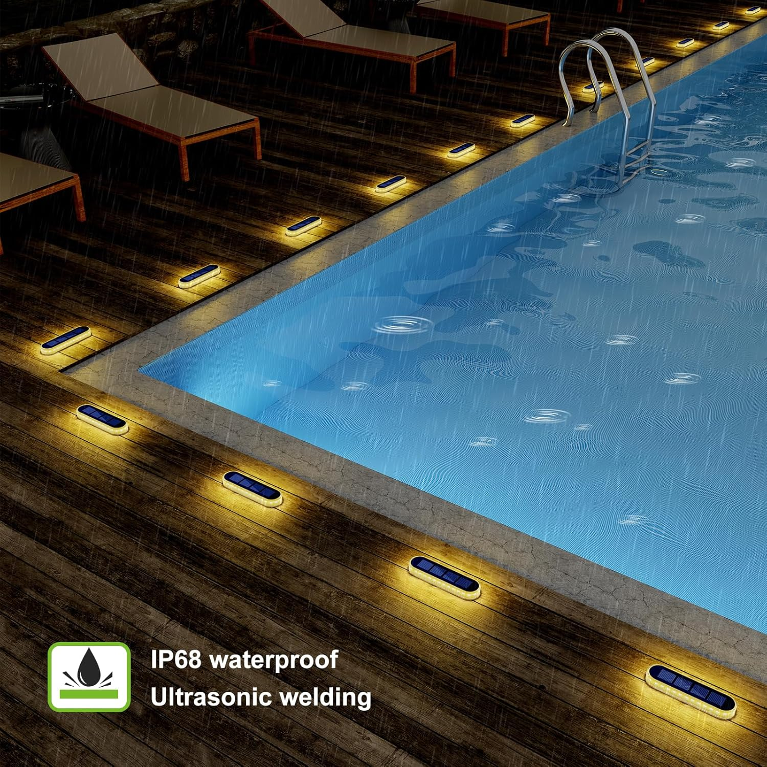 Solar Step Lights Outdoor Waterproof Led,Warm White Solar Deck Lights,Solar Fence Lights,Solar Lights for Stairs,Dock Patio,Post,Railing,Garden,Backyard,Front Door,Pathway,Driveway,Porch(4 Pack) image number 3